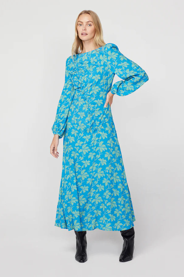 Kitri Dorothy Vintage leaf Dress // Blue