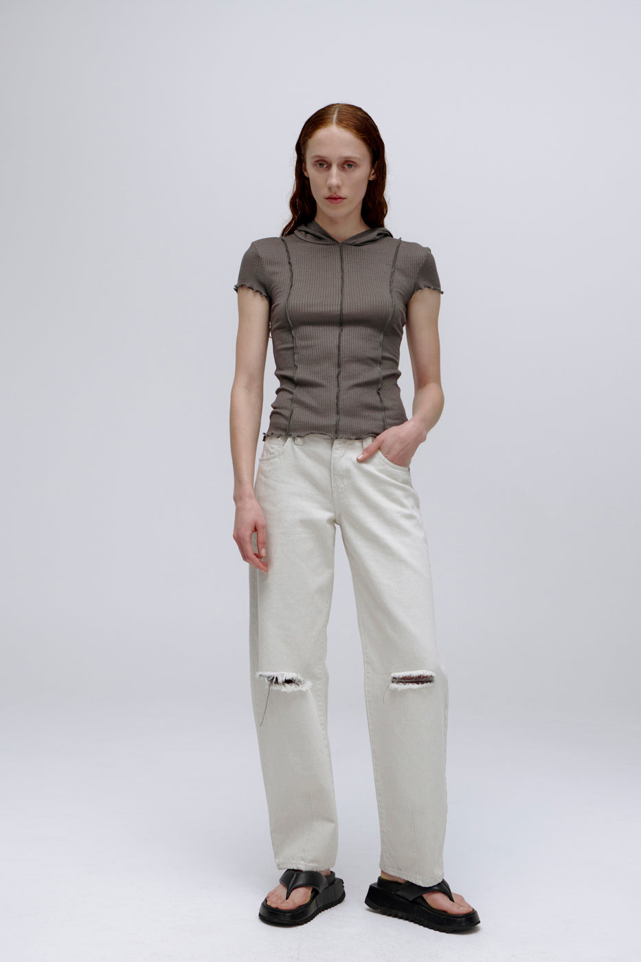 PV Segment Hooded Tee // Pumice