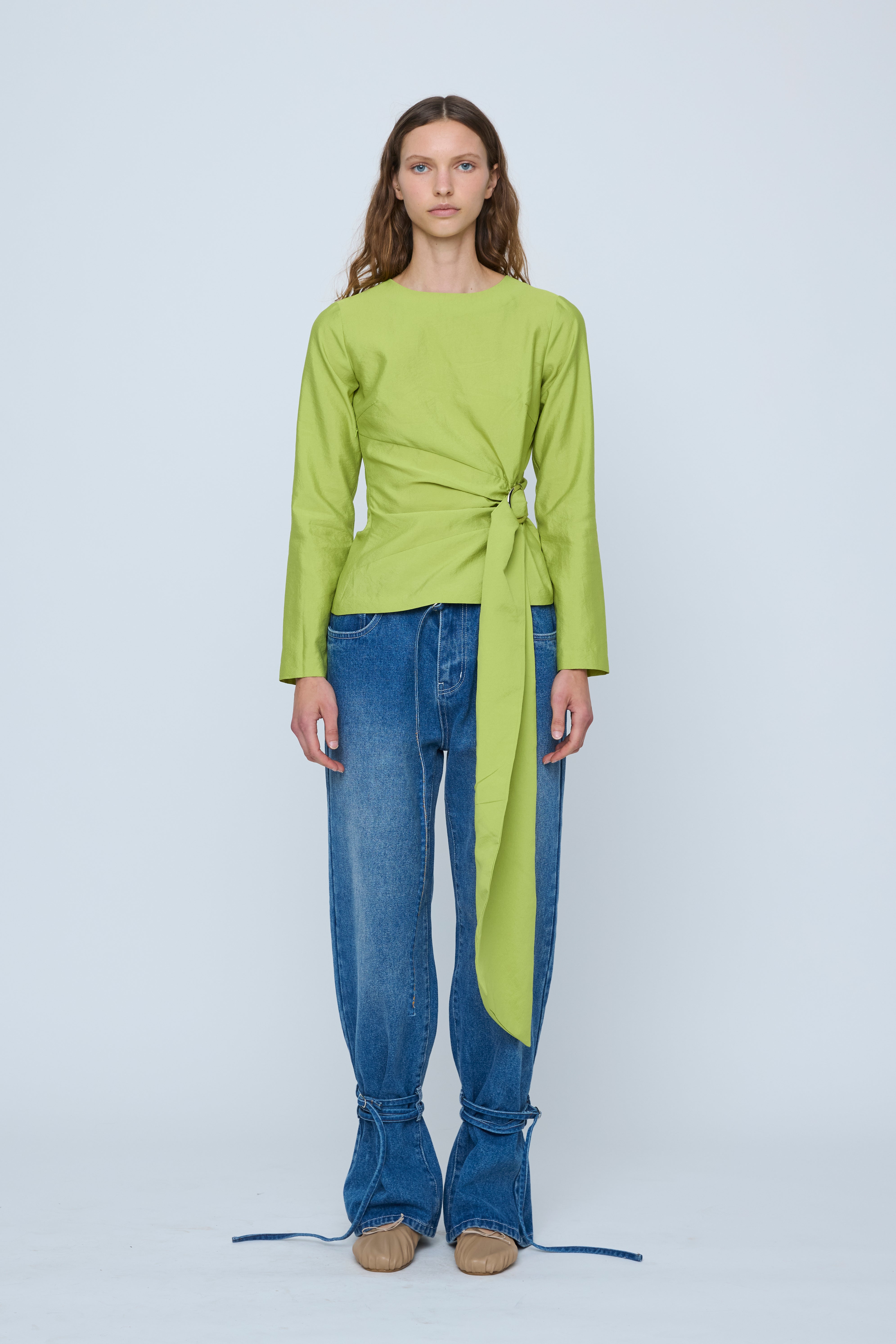 Wynn Hamlyn Astrid Buckle L/S Top // Acid Green