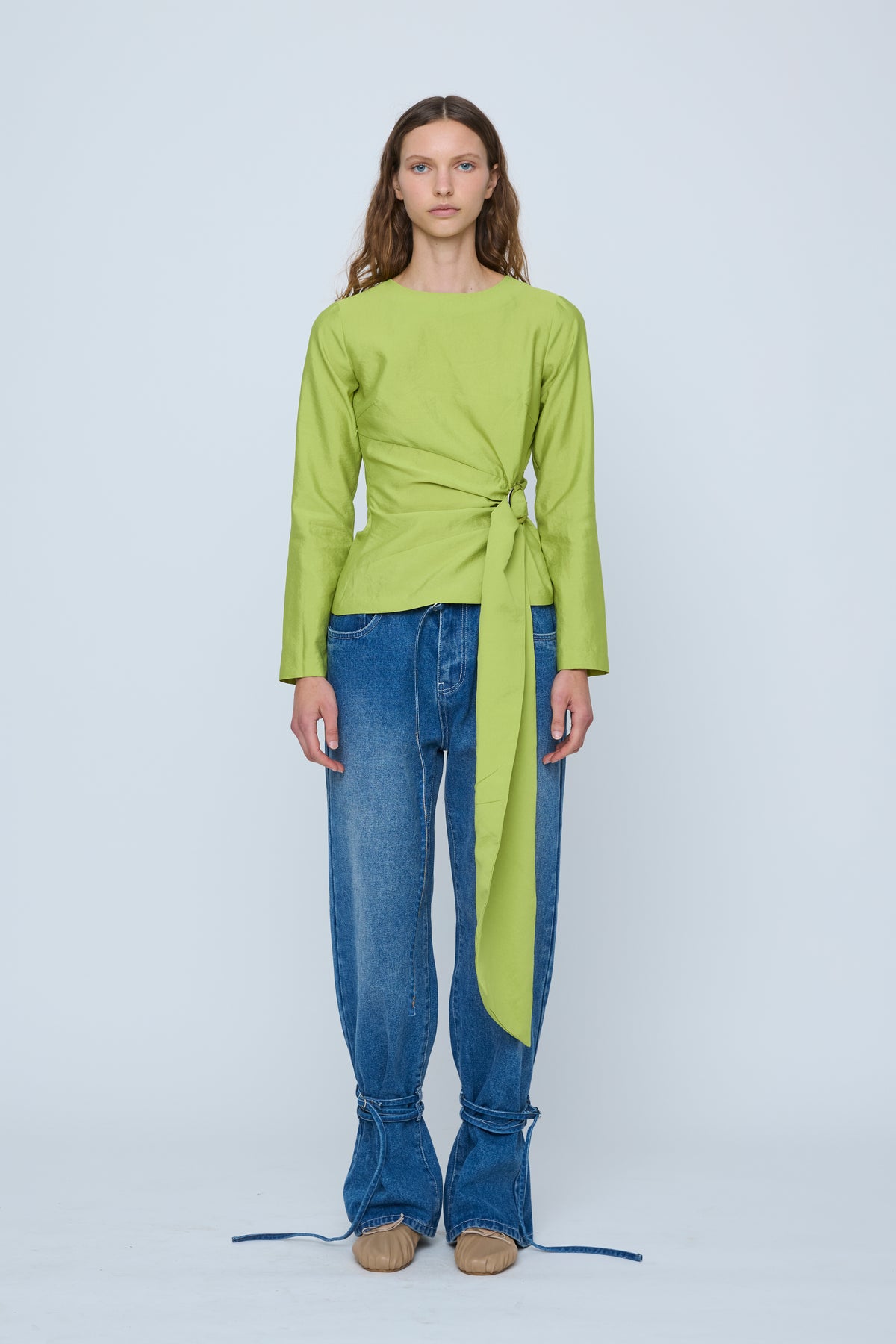 Wynn Hamlyn Astrid Buckle L/S Top // Acid Green