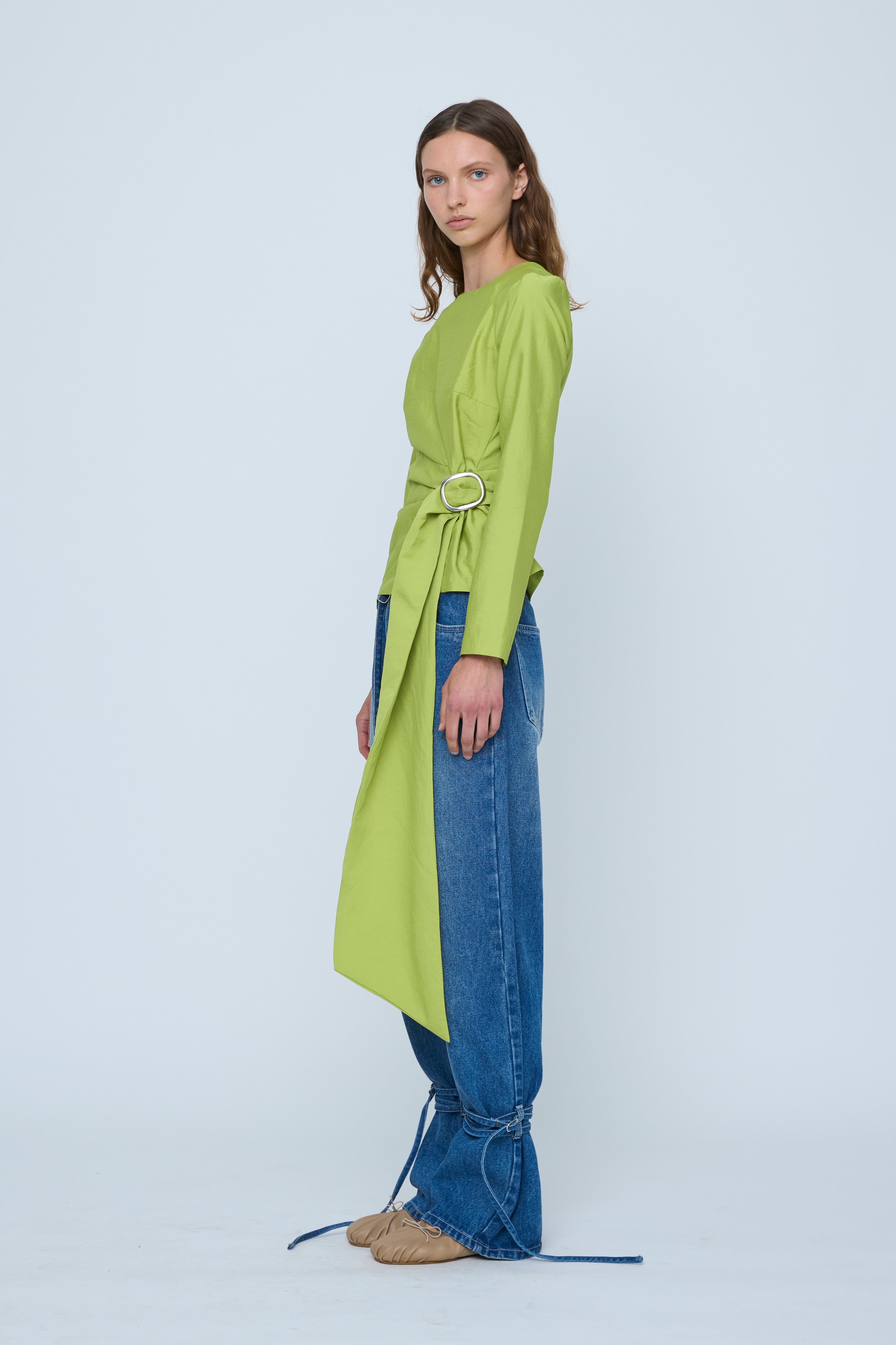 Wynn Hamlyn Astrid Buckle L/S Top // Acid Green