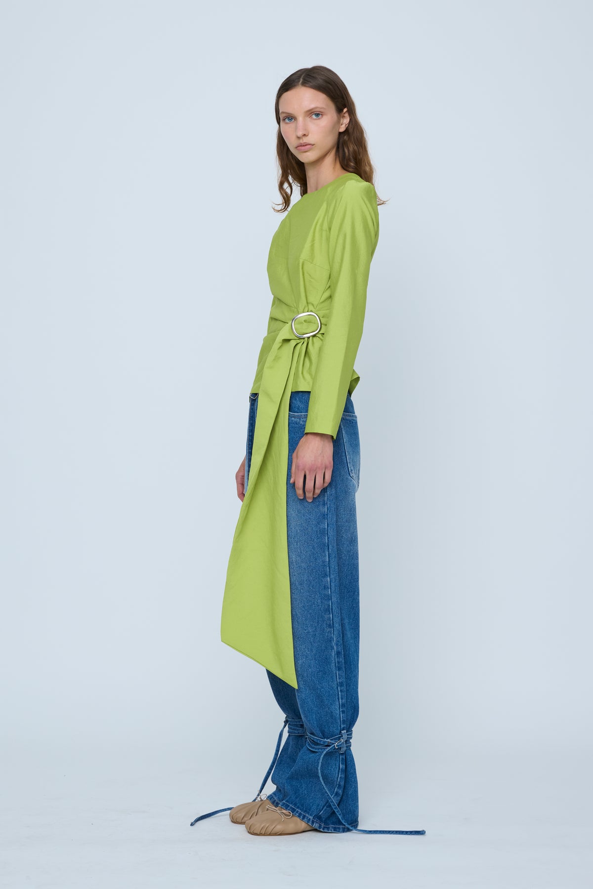 Wynn Hamlyn Astrid Buckle L/S Top // Acid Green
