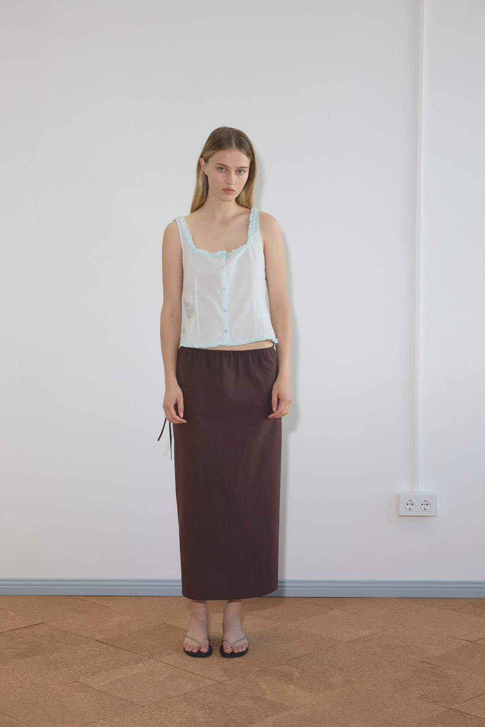 Deiji Studios Button Frill Top // Mint