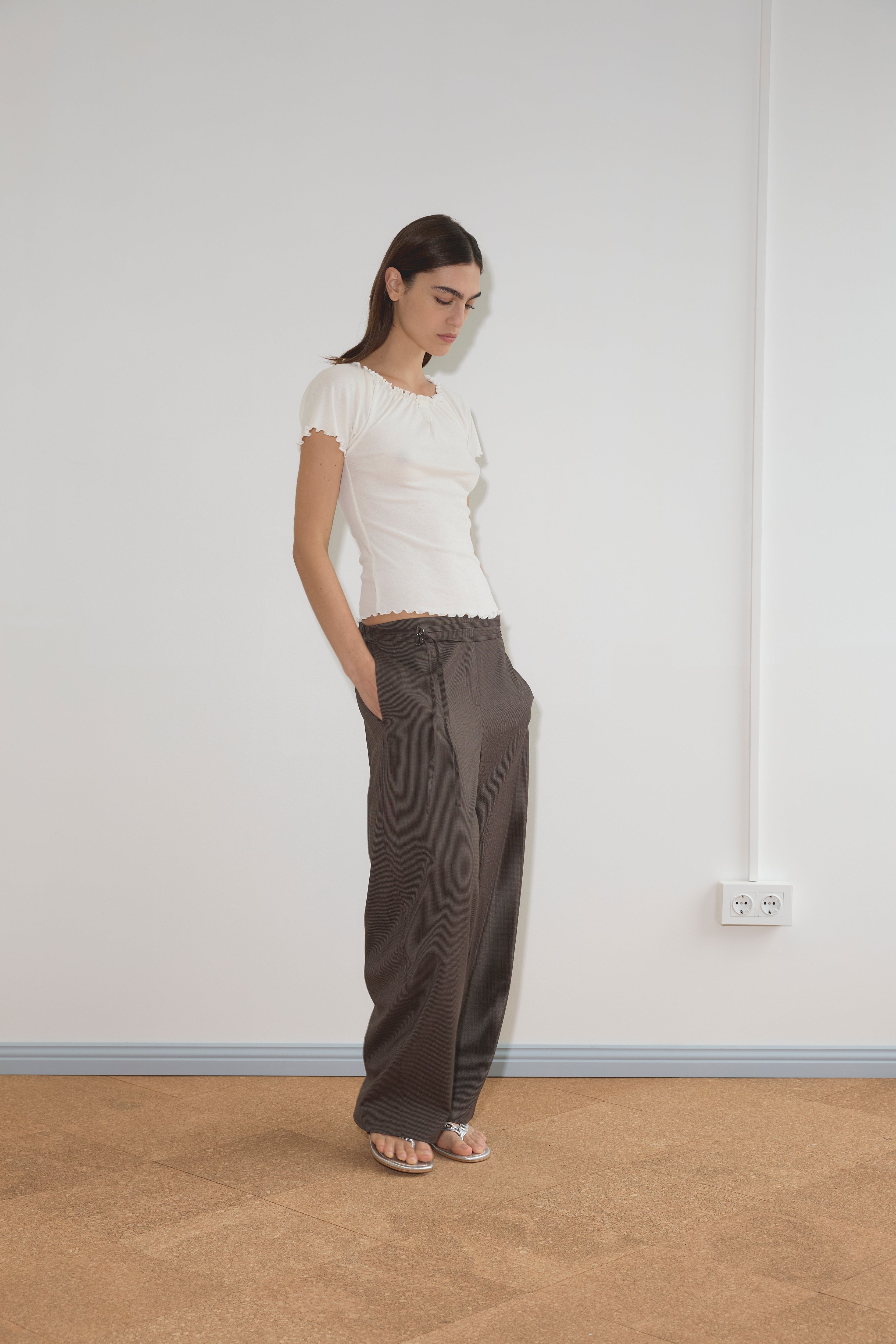 Deiji Studios Double Belted Pant // Brown Stripe