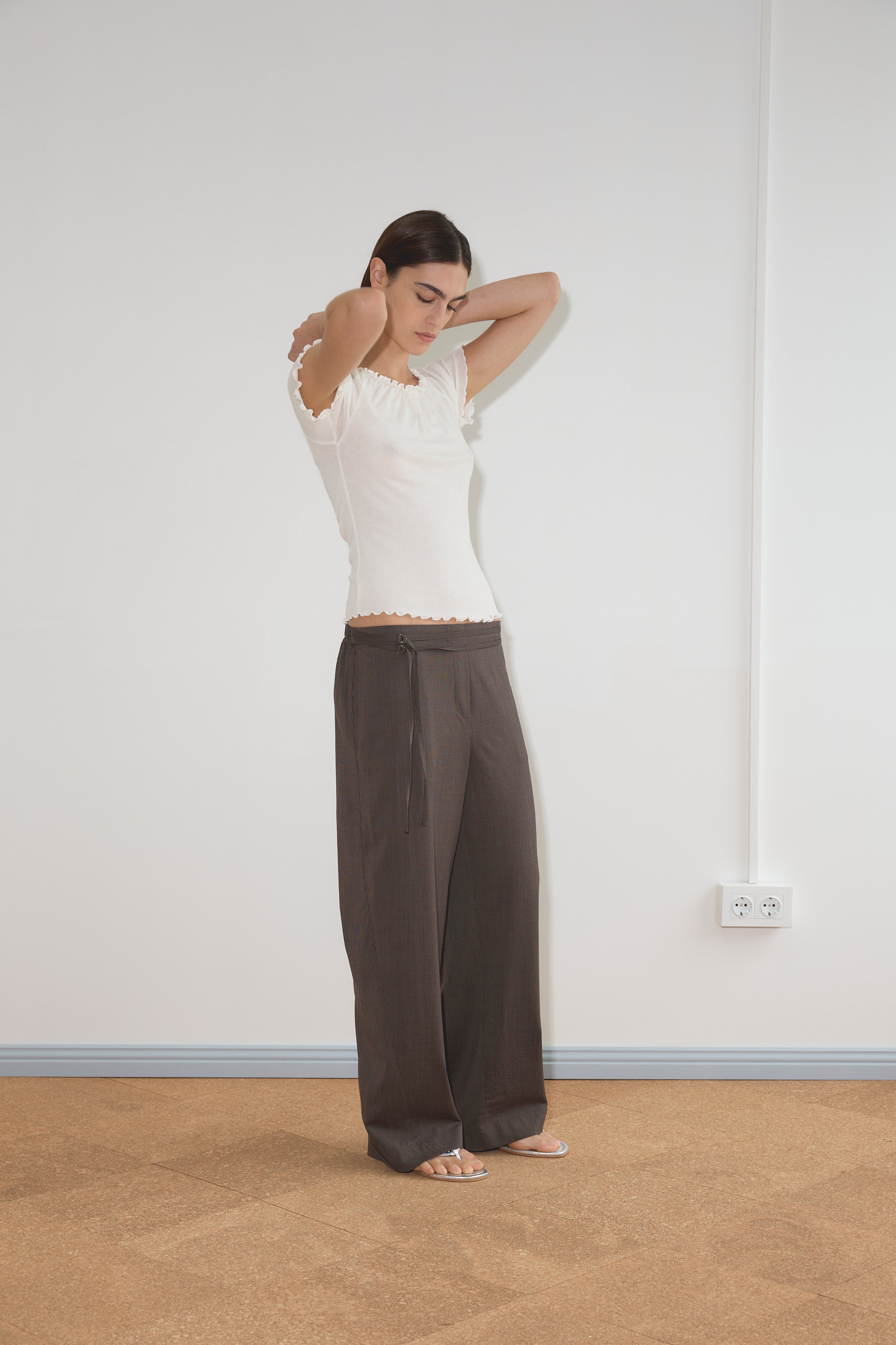 Deiji Studios Double Belted Pant // Brown Stripe