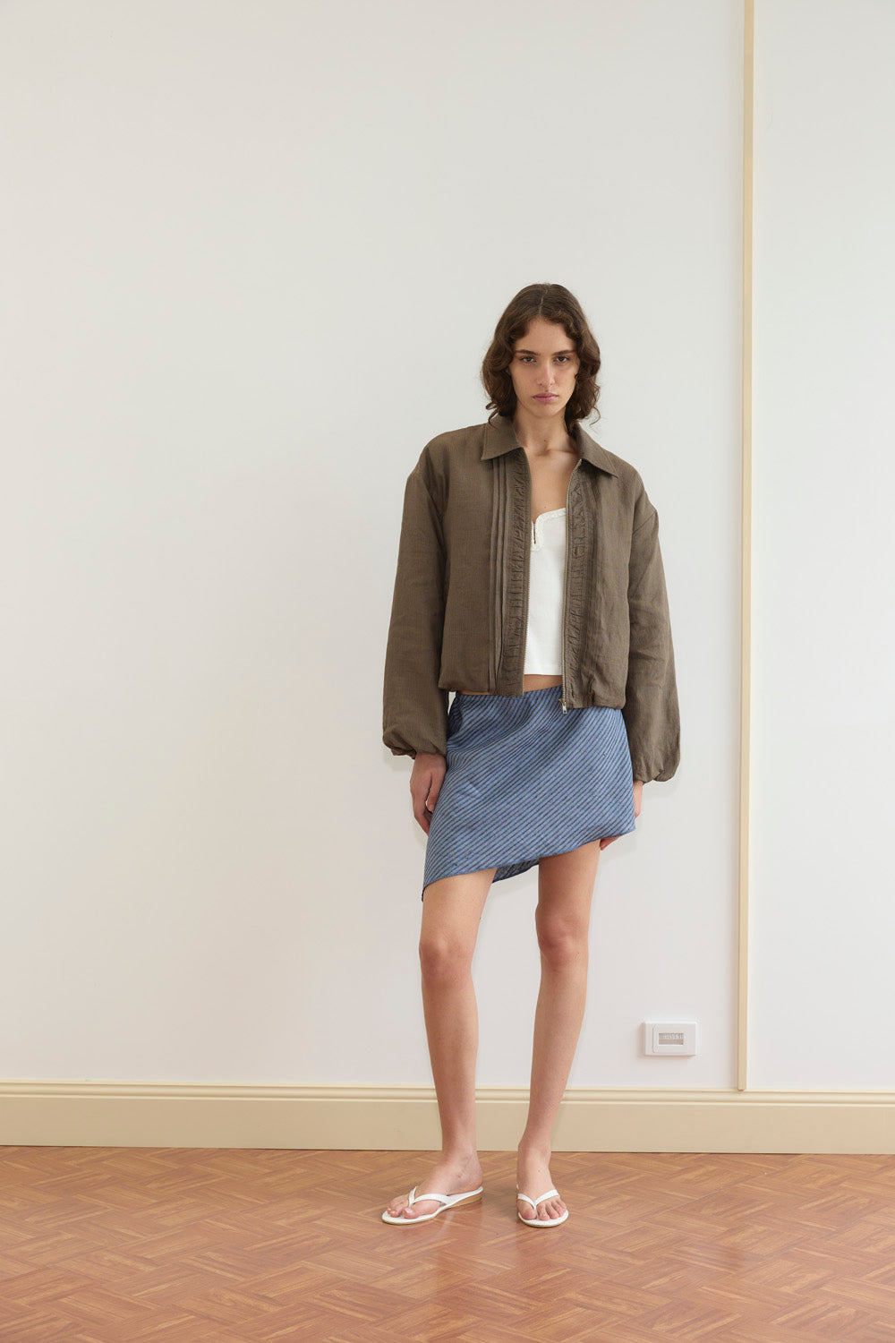 Deiji Studios Pintuck Jacket // Khaki Stripe