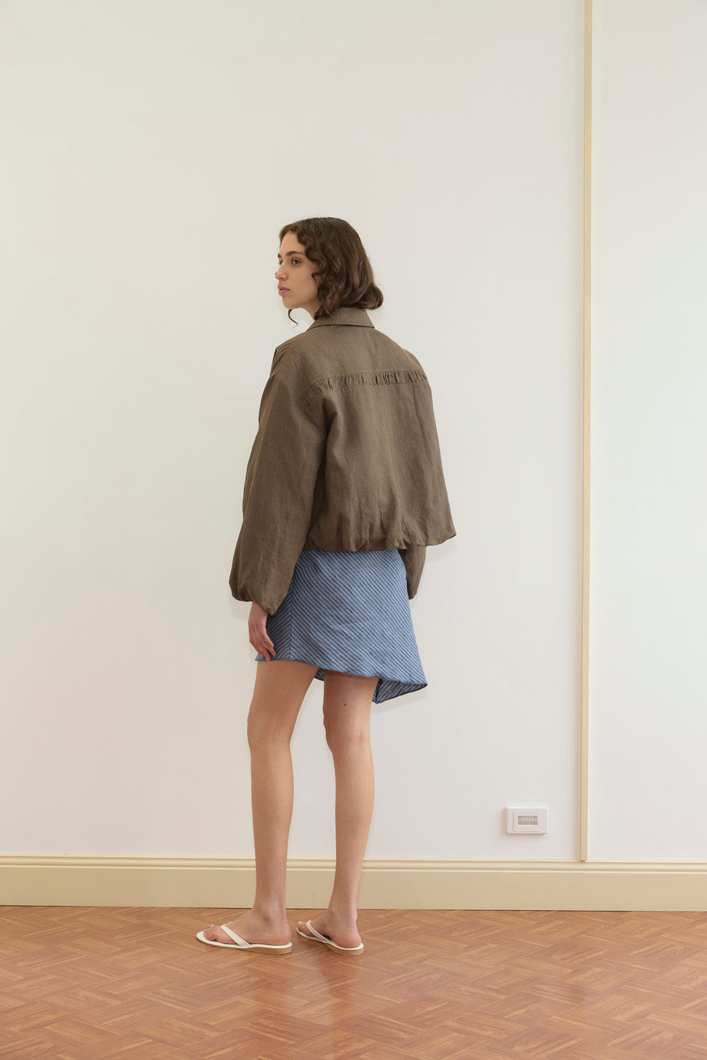 Deiji Studios Pintuck Jacket // Khaki Stripe