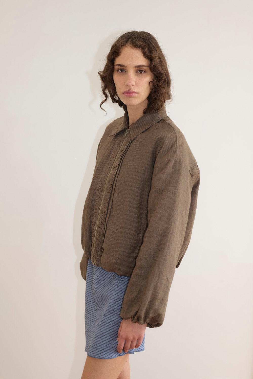 Deiji Studios Pintuck Jacket // Khaki Stripe
