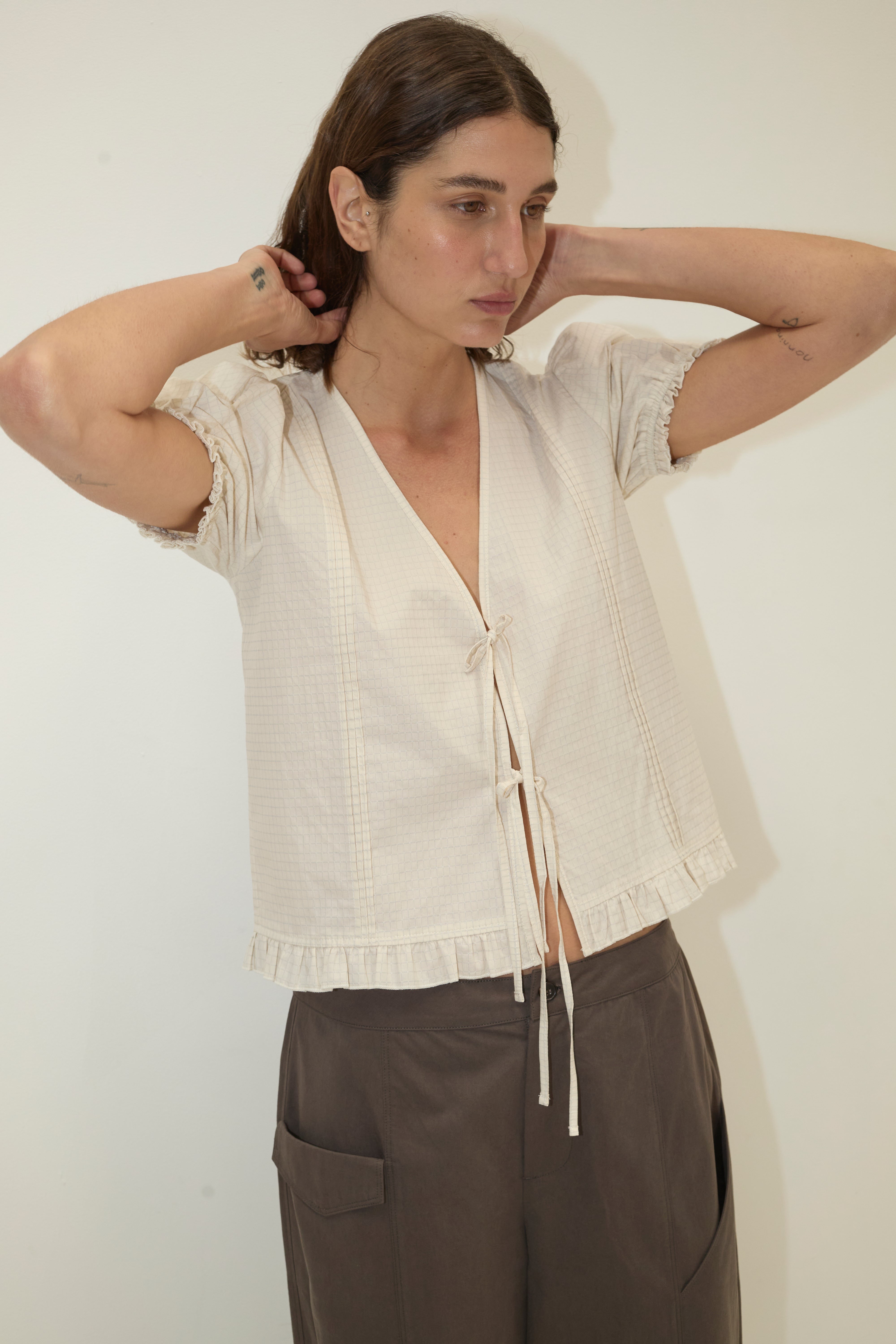 Deiji Studios Pintuck Top // Bone Check