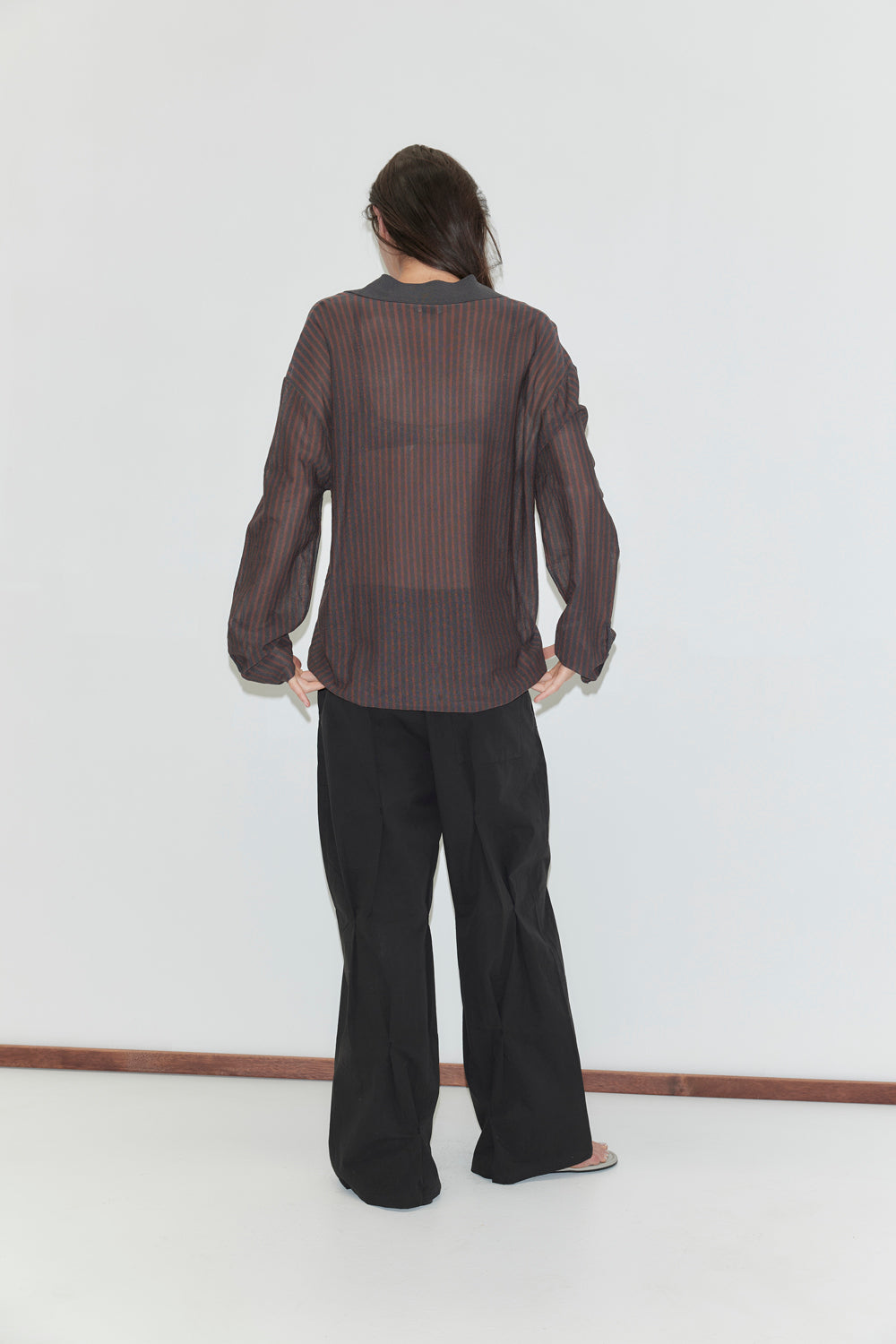 Deiji Studios Knit  Shirt // Brown Grey Stripe