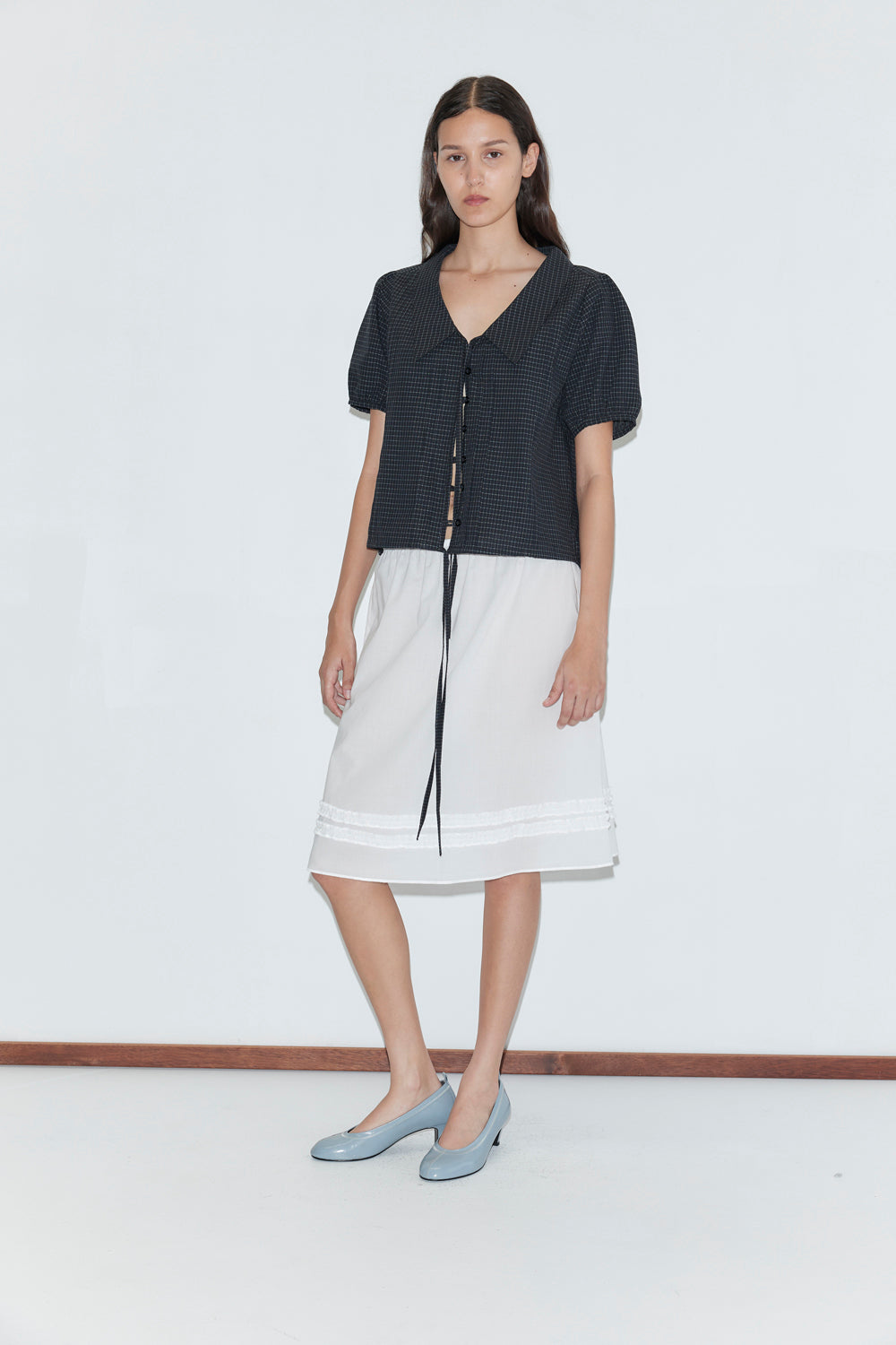 Deiji Studios Fine Collar Top // Mono Grid