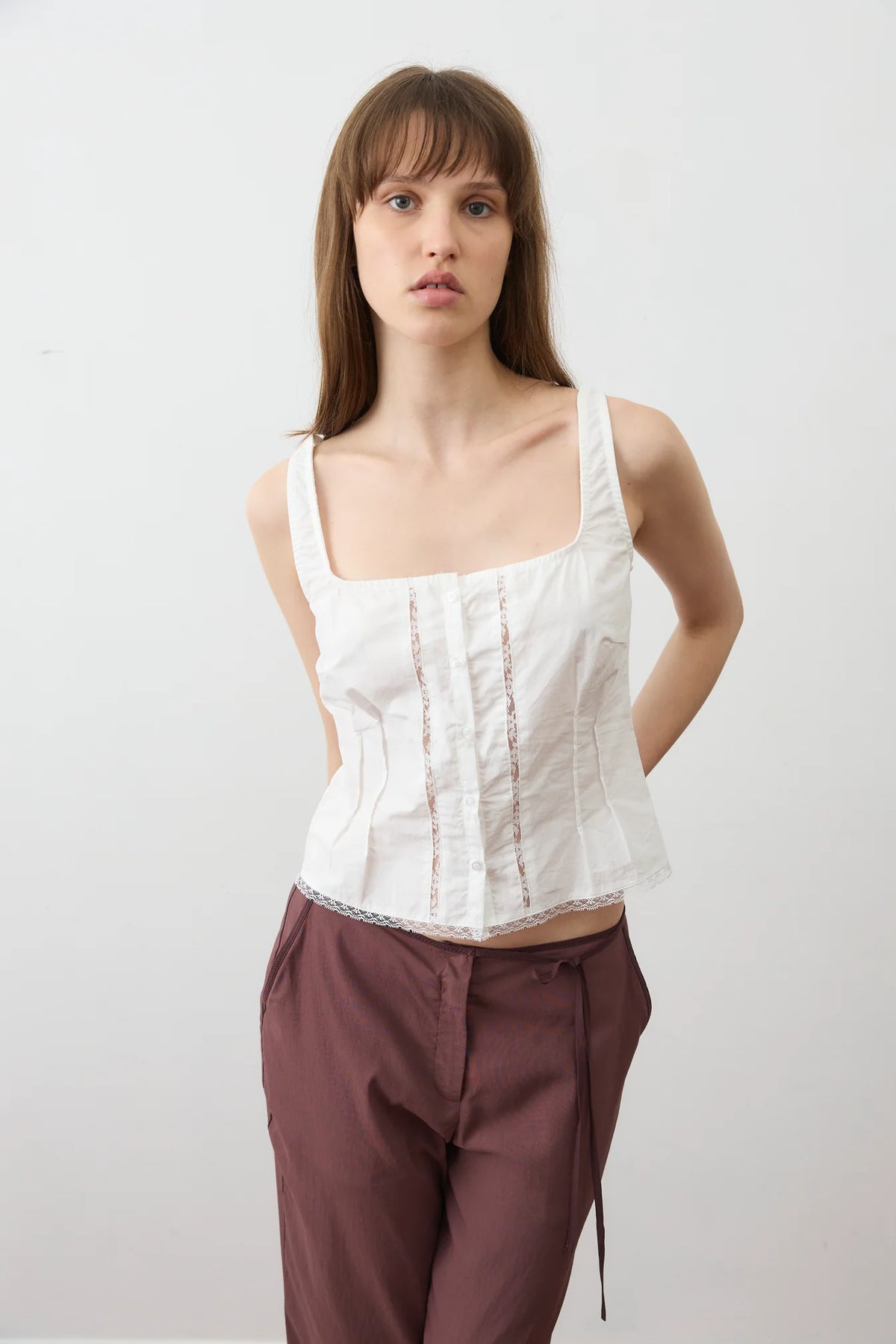 Deiji Studios Lace Cami // White