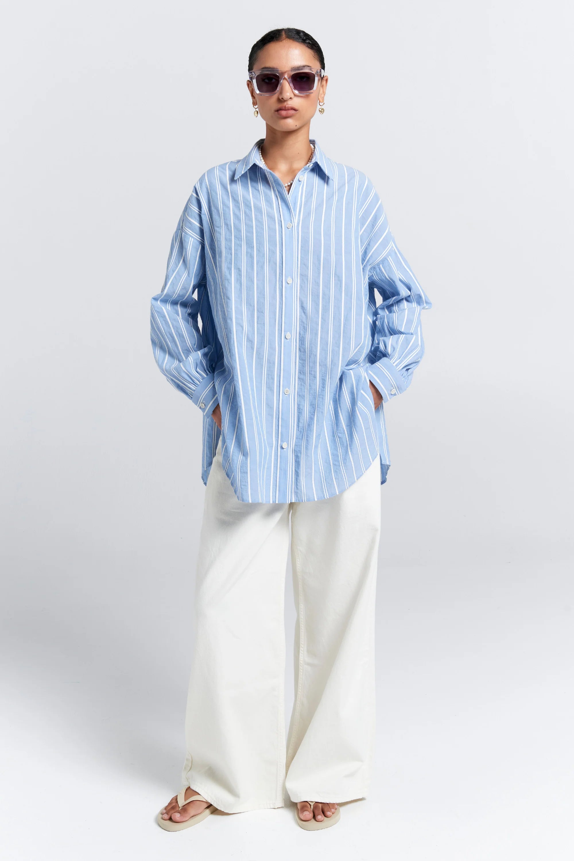 Karen Walker Oversized Walker Shirt // Blue