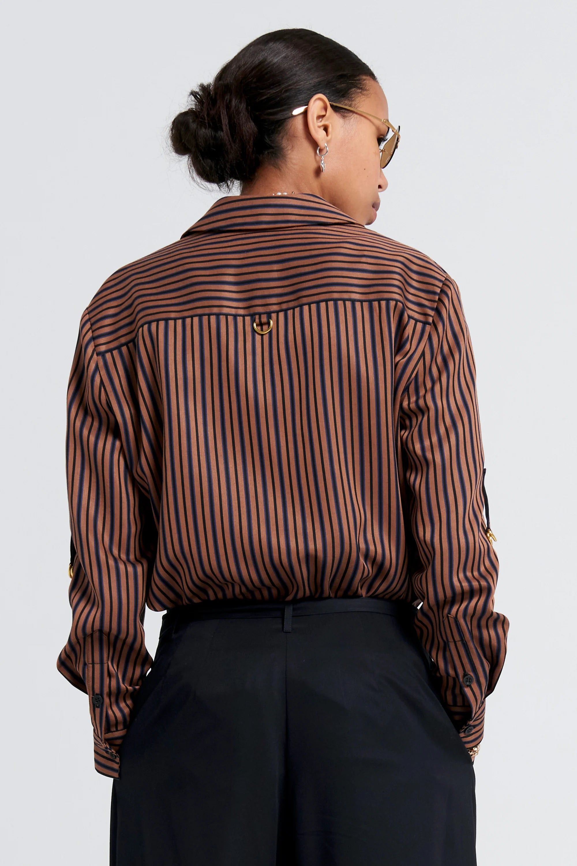 Karen Walker Avenue Shirt // Brown Multi Stripe