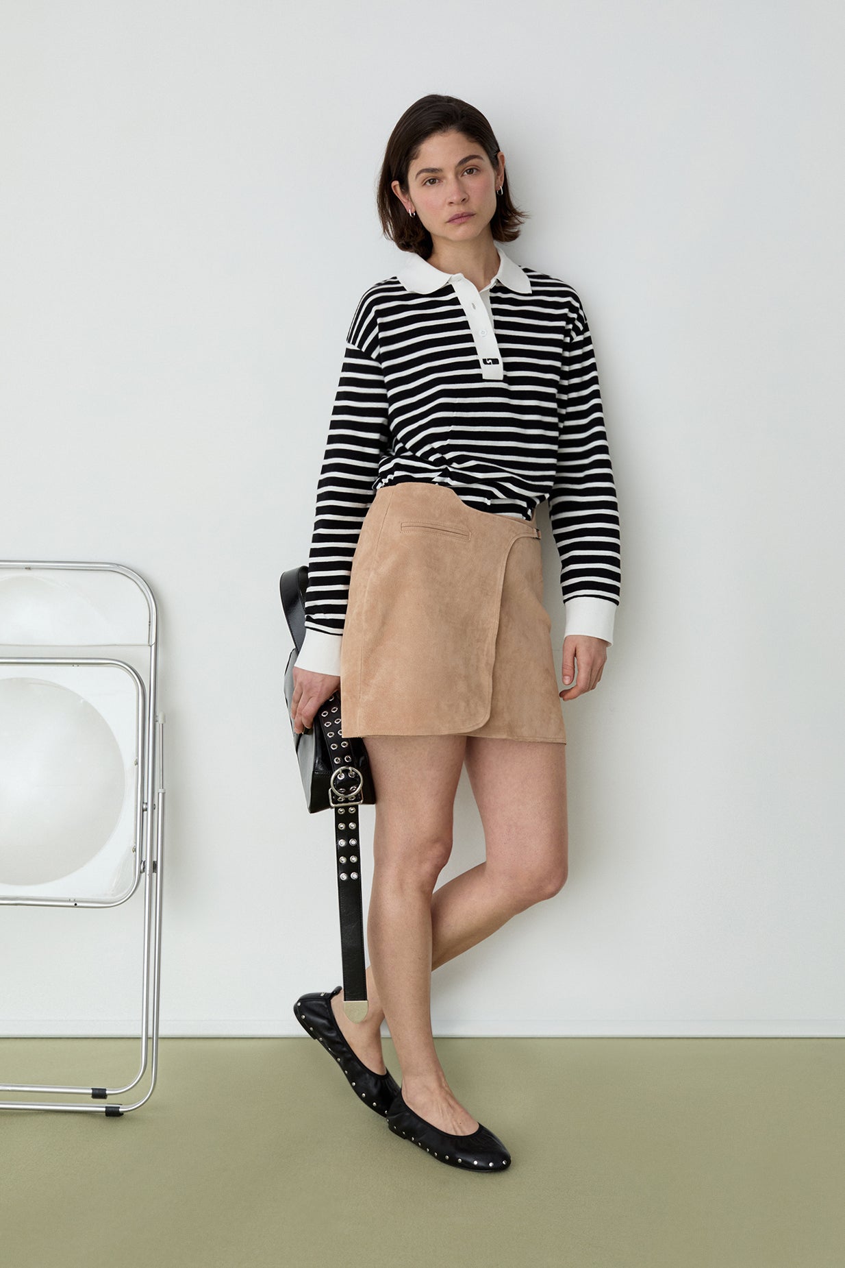 Laagam Duse Longsleeve Polo Tee // Black Striped