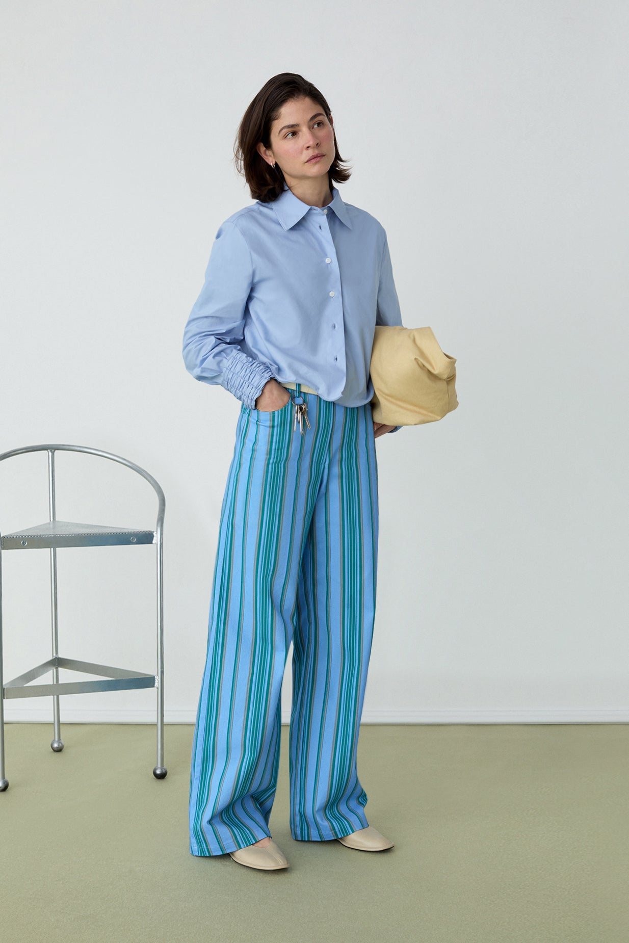 Laagam Leroy Twill Pants // Blue Striped