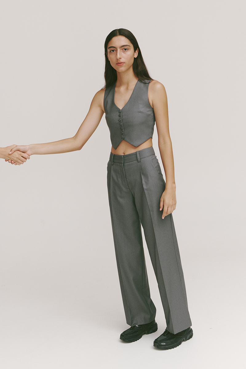 PV All Day Vest // Grey Pinstripe