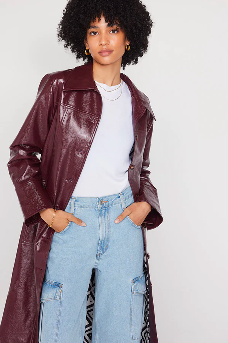 Kitri Dominique Chocolate Vinyl Coat // Chocolate