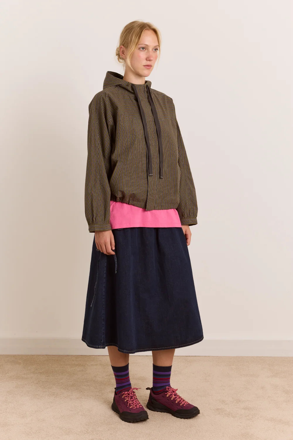 Damson Madder Blake Hooded Top // Orion Check