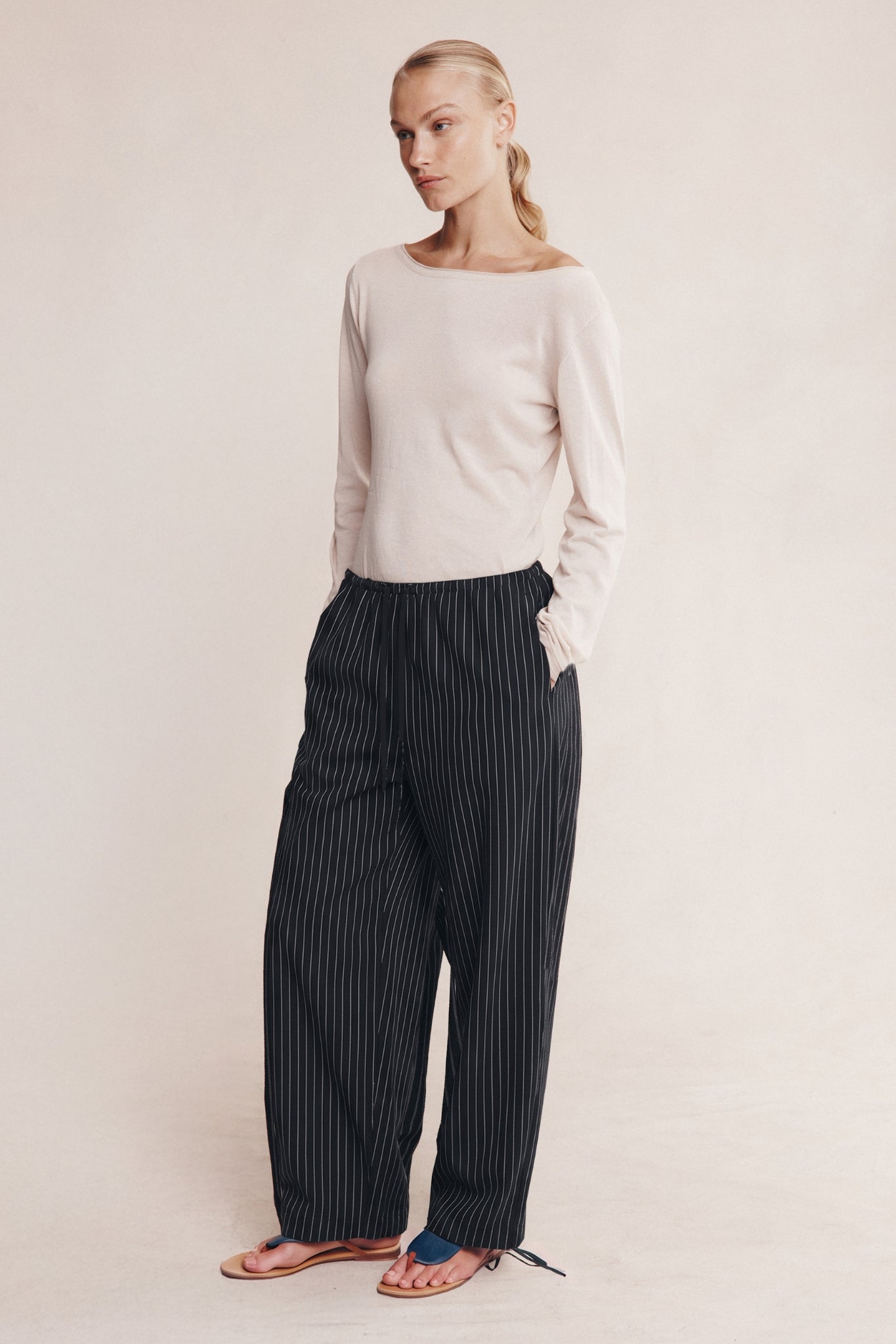 Marle Fatima Pant // Black Pinstripe