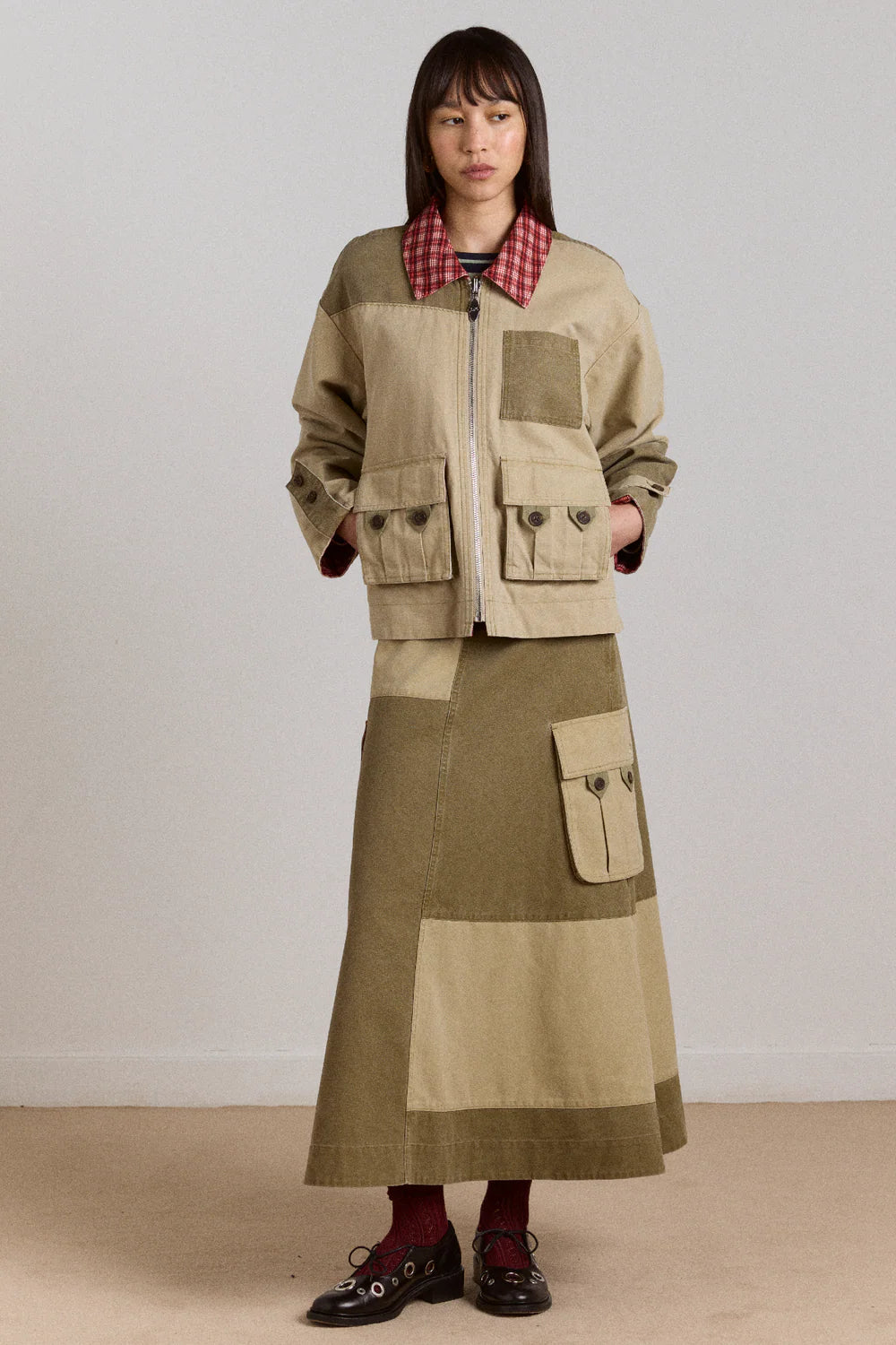 Damson Madder Marcelle Barn Midi Skirt // Olive