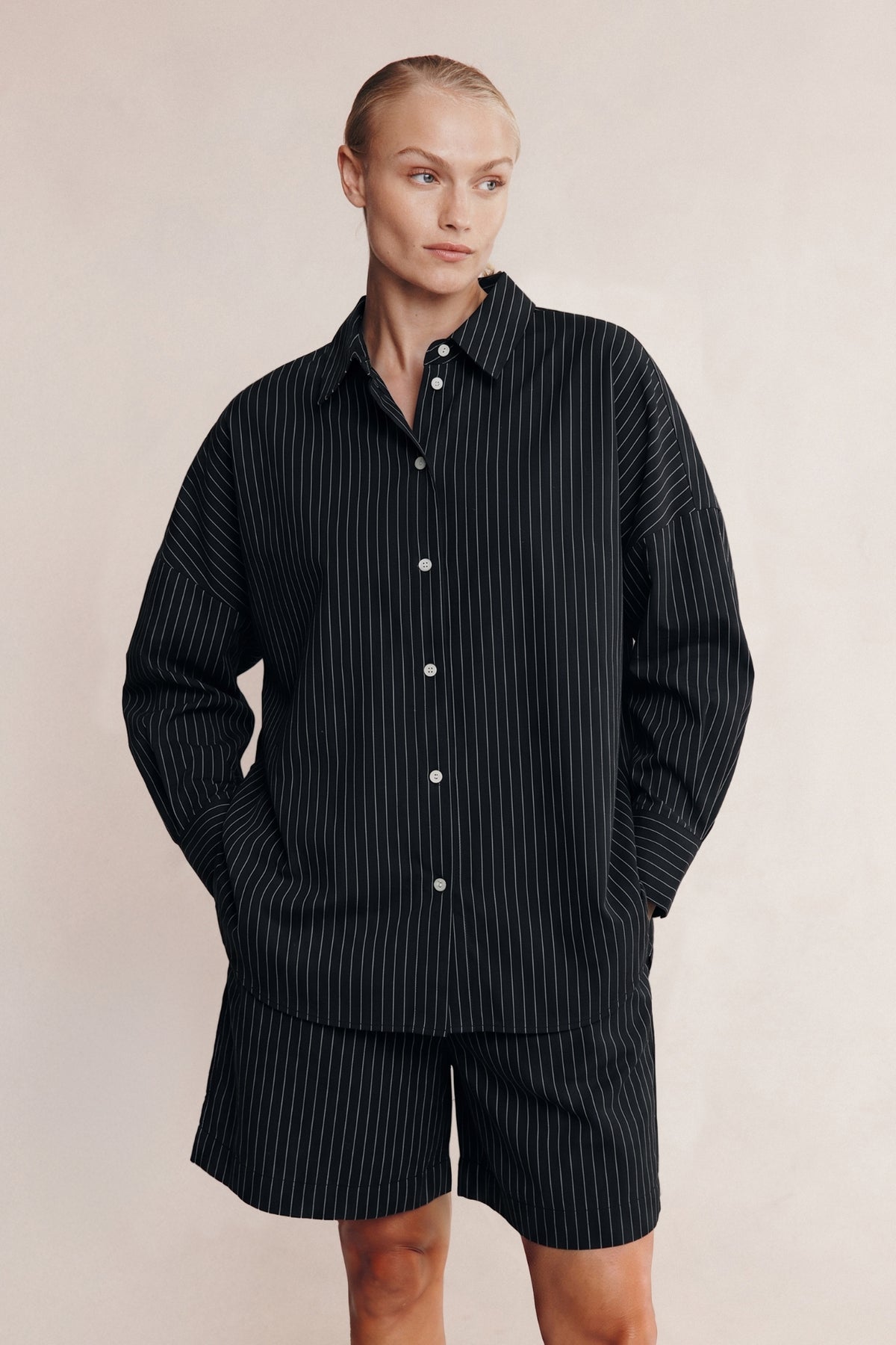 Marle Mella Shirt // Black Pinstripe