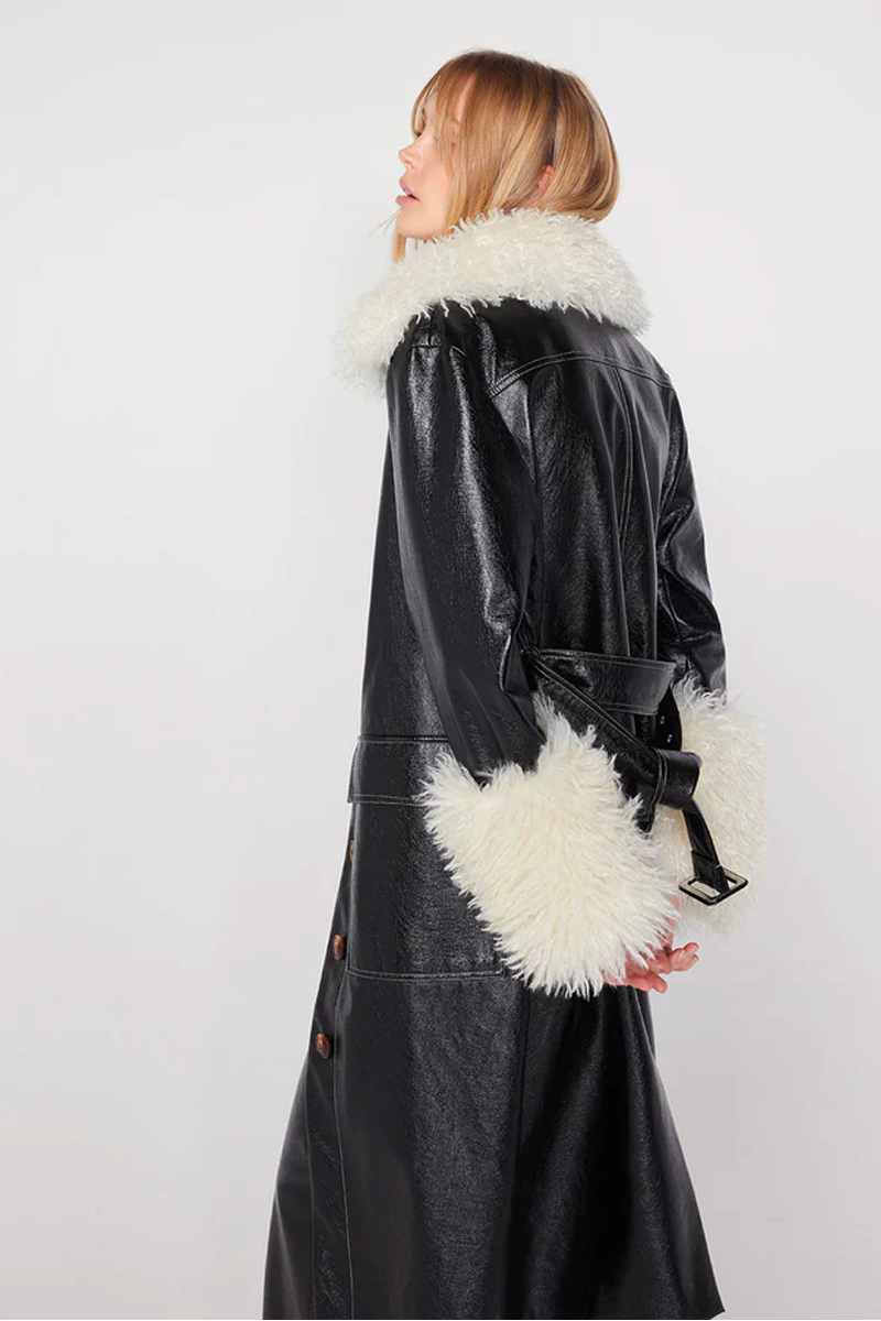Kitri Simone Vinyl Coat // Black