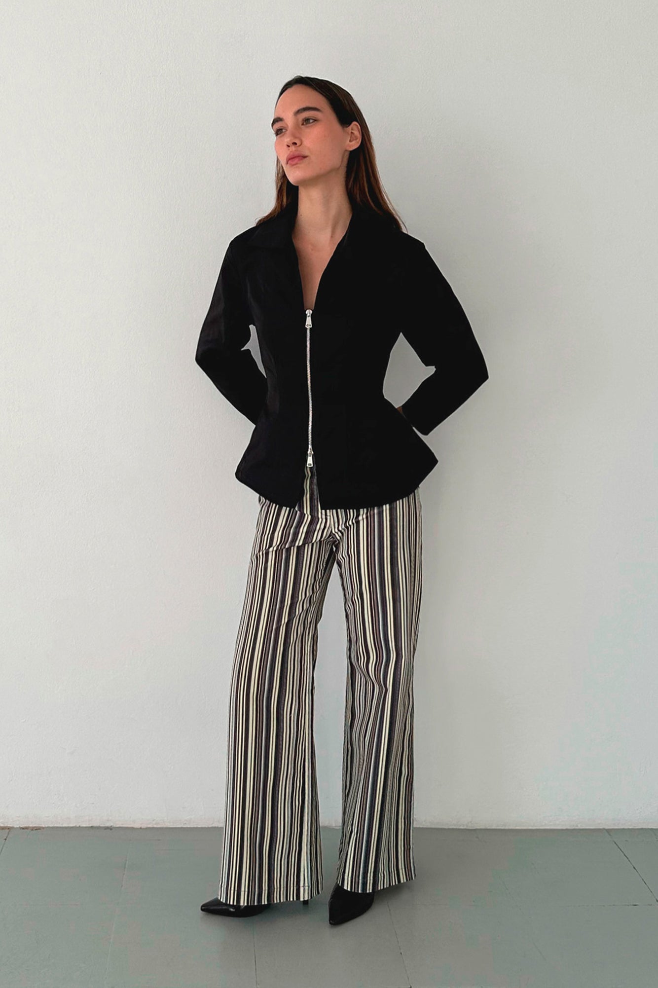 Laagam Holly Corduroy Pants // Grey Striped
