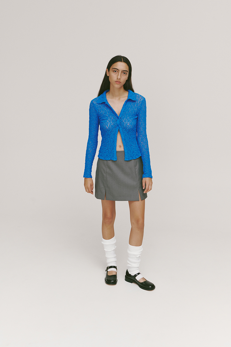 PV All Day Miniskirt // Grey Pinstripe