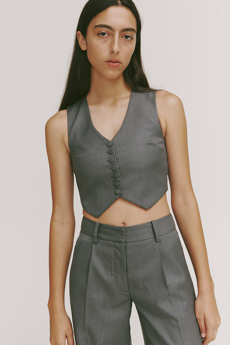 PV All Day Vest // Grey Pinstripe