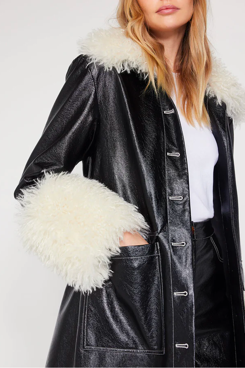 Kitri Simone Vinyl Coat // Black