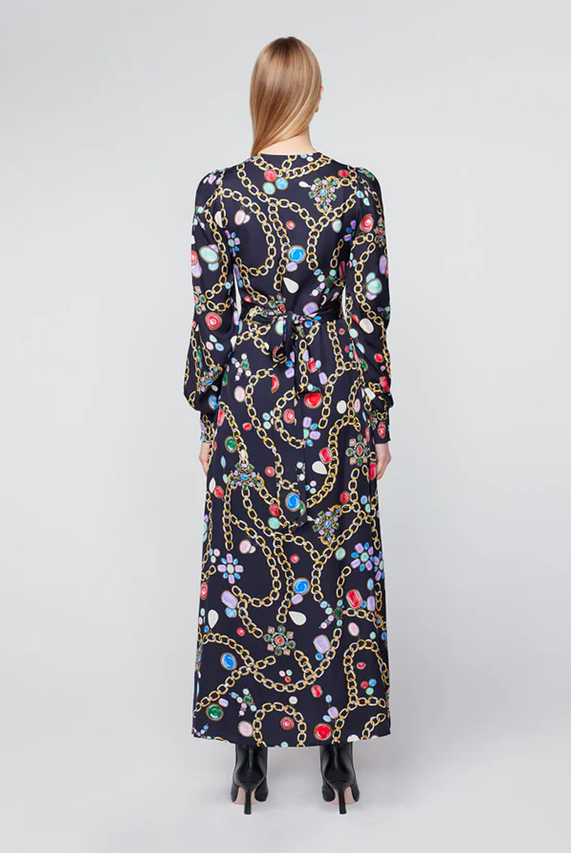 Kitri Aurora Chain Print Dress // Black