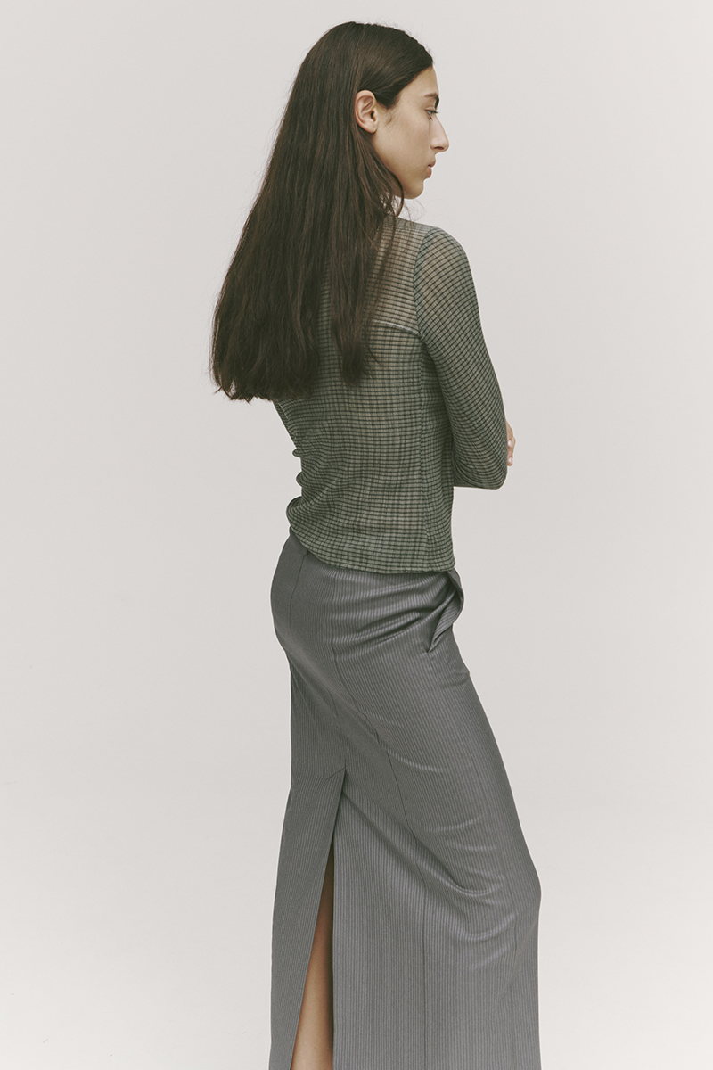 PV All Day Maxi Skirt // Grey Pinstripe