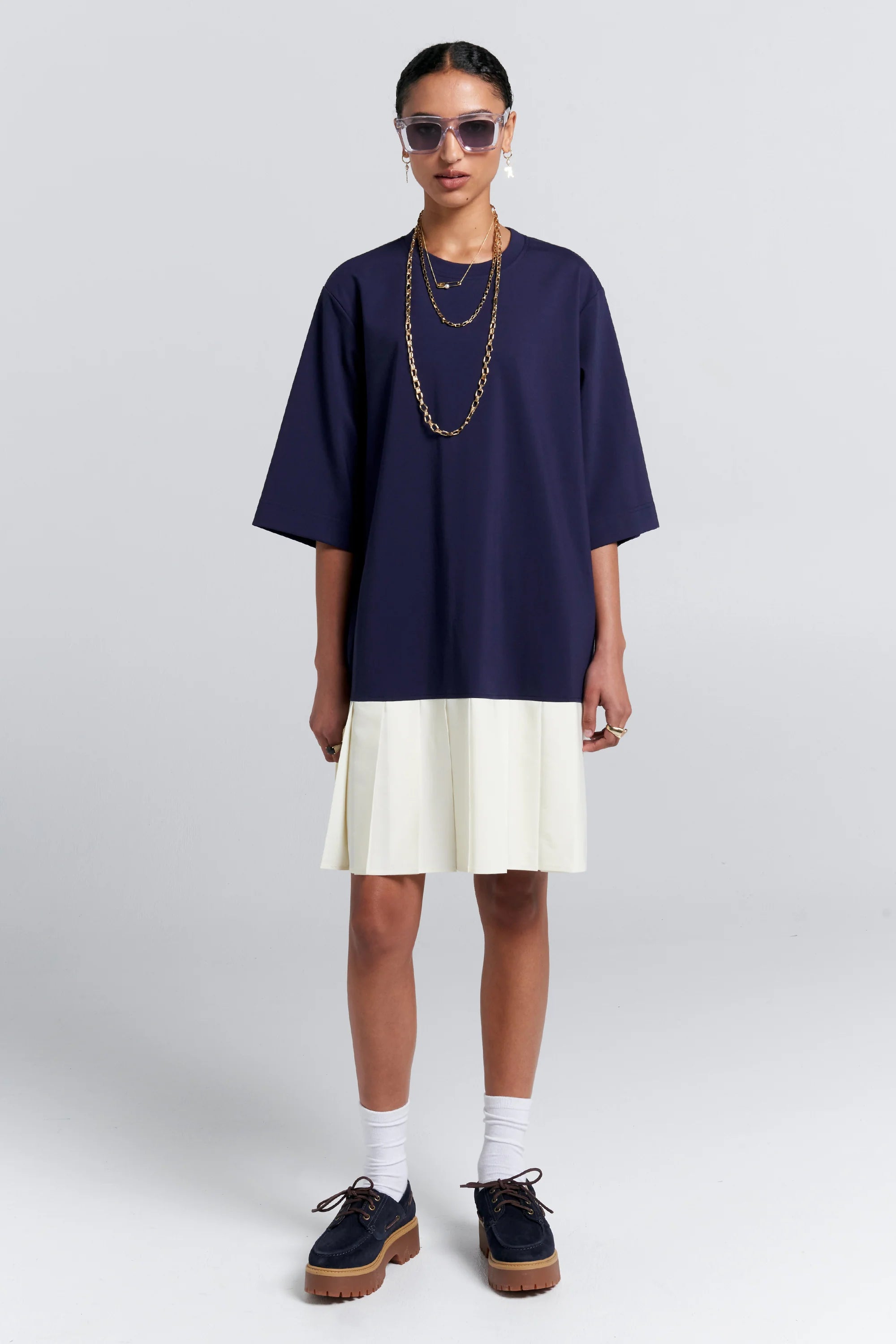Karen Walker Rally Dress // Navy, Cream