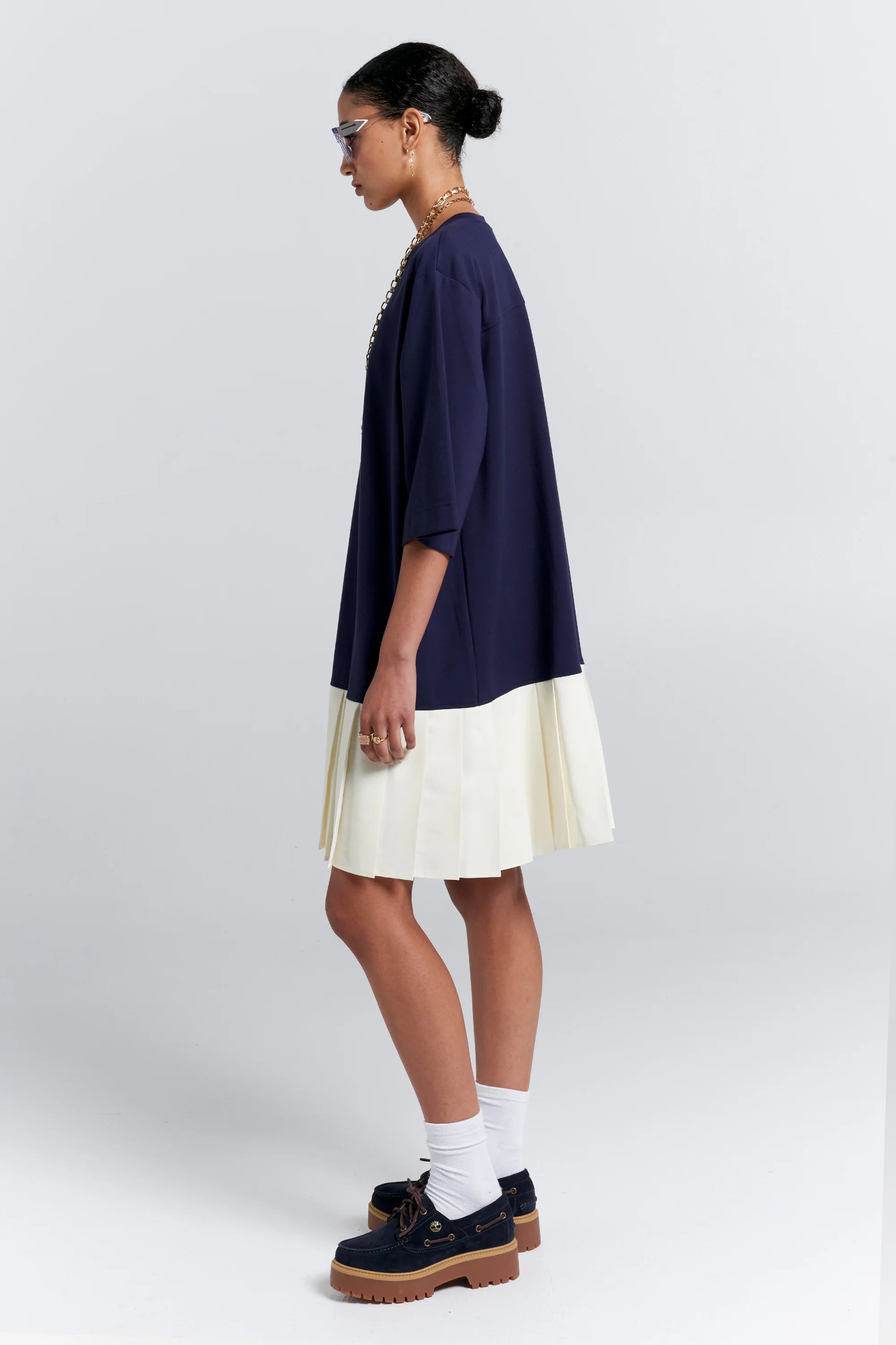 Karen Walker Rally Dress // Navy, Cream