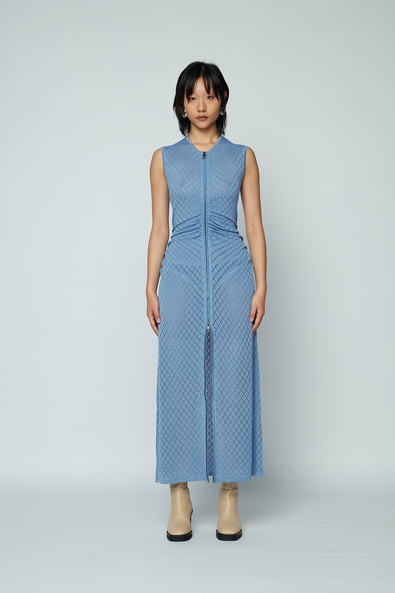 Wynn Hamlyn Pointelle Zipper Tank Dress // Cornflower Blue
