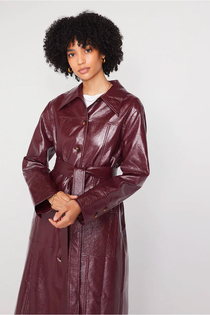 Kitri Dominique Chocolate Vinyl Coat // Chocolate