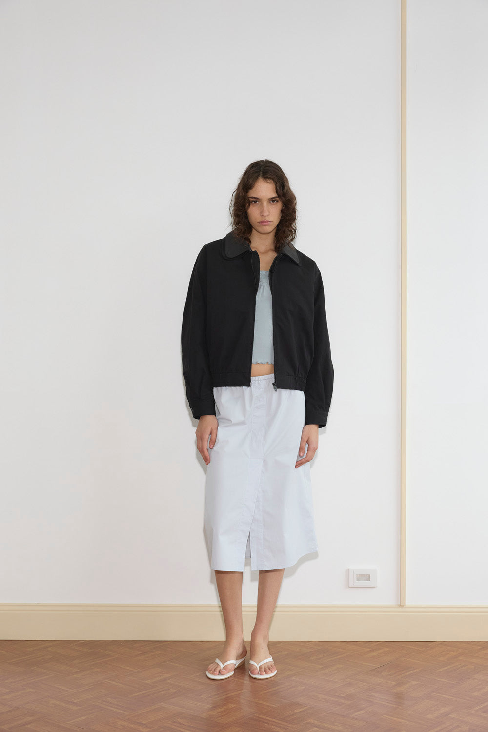 Deiji Studios Collared Zip Jacket // Black Contrast
