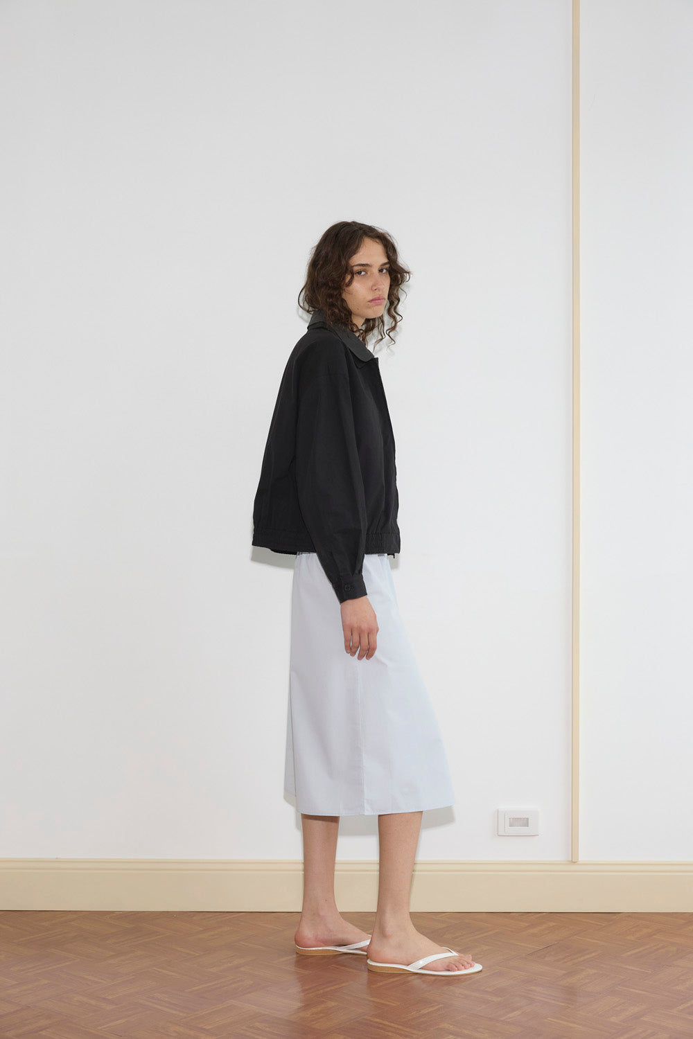 Deiji Studios Collared Zip Jacket // Black Contrast