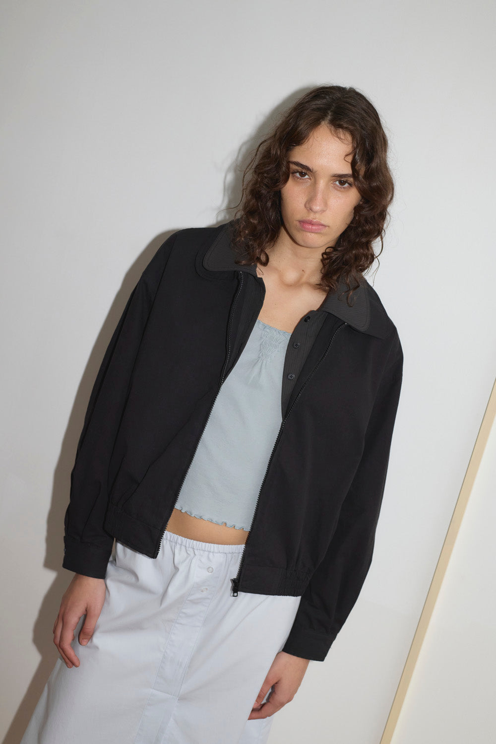 Deiji Studios Collared Zip Jacket // Black Contrast