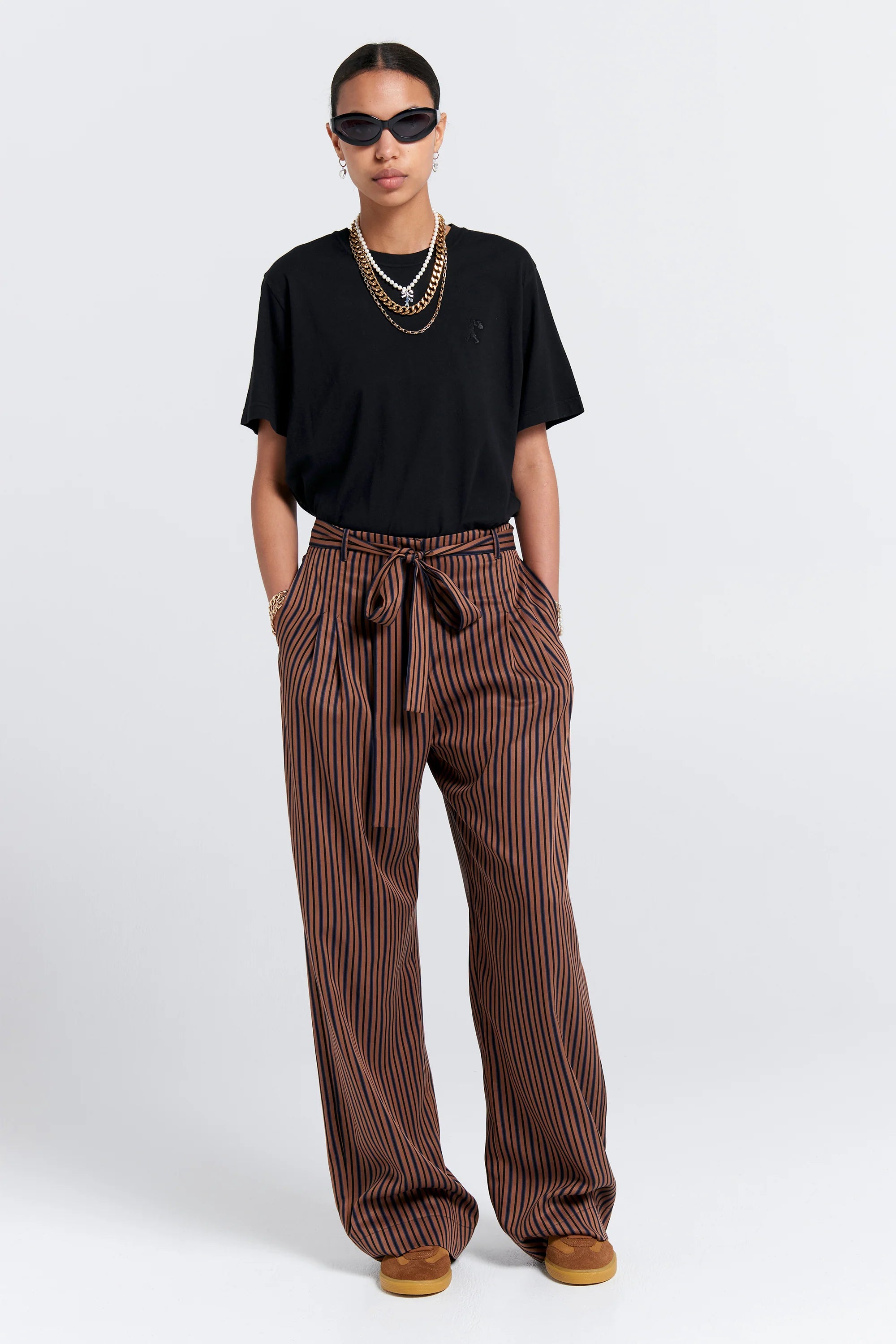 Karen Walker Avenue Pants // Brown Multi Stripe