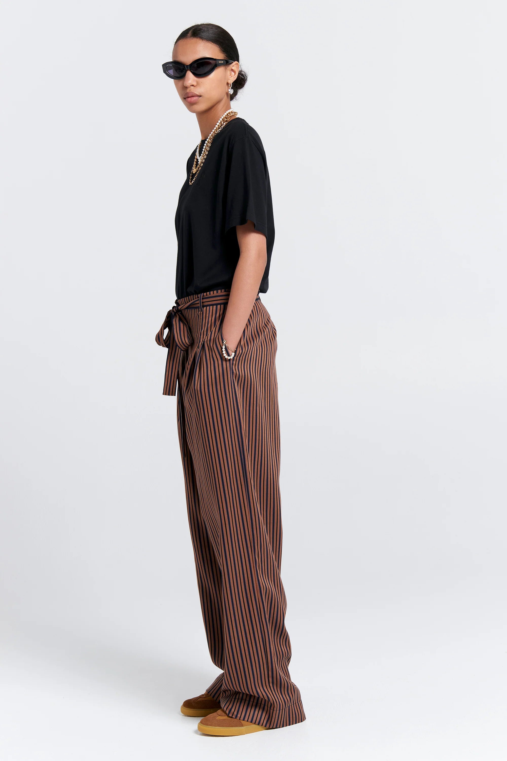 Karen Walker Avenue Pants // Brown Multi Stripe
