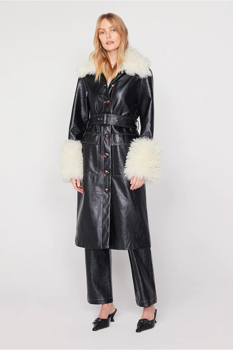 Kitri Simone Vinyl Coat // Black