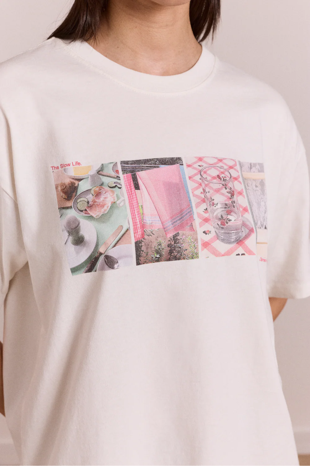 Damson Madder Slow Life Crossword Tee // Ecru