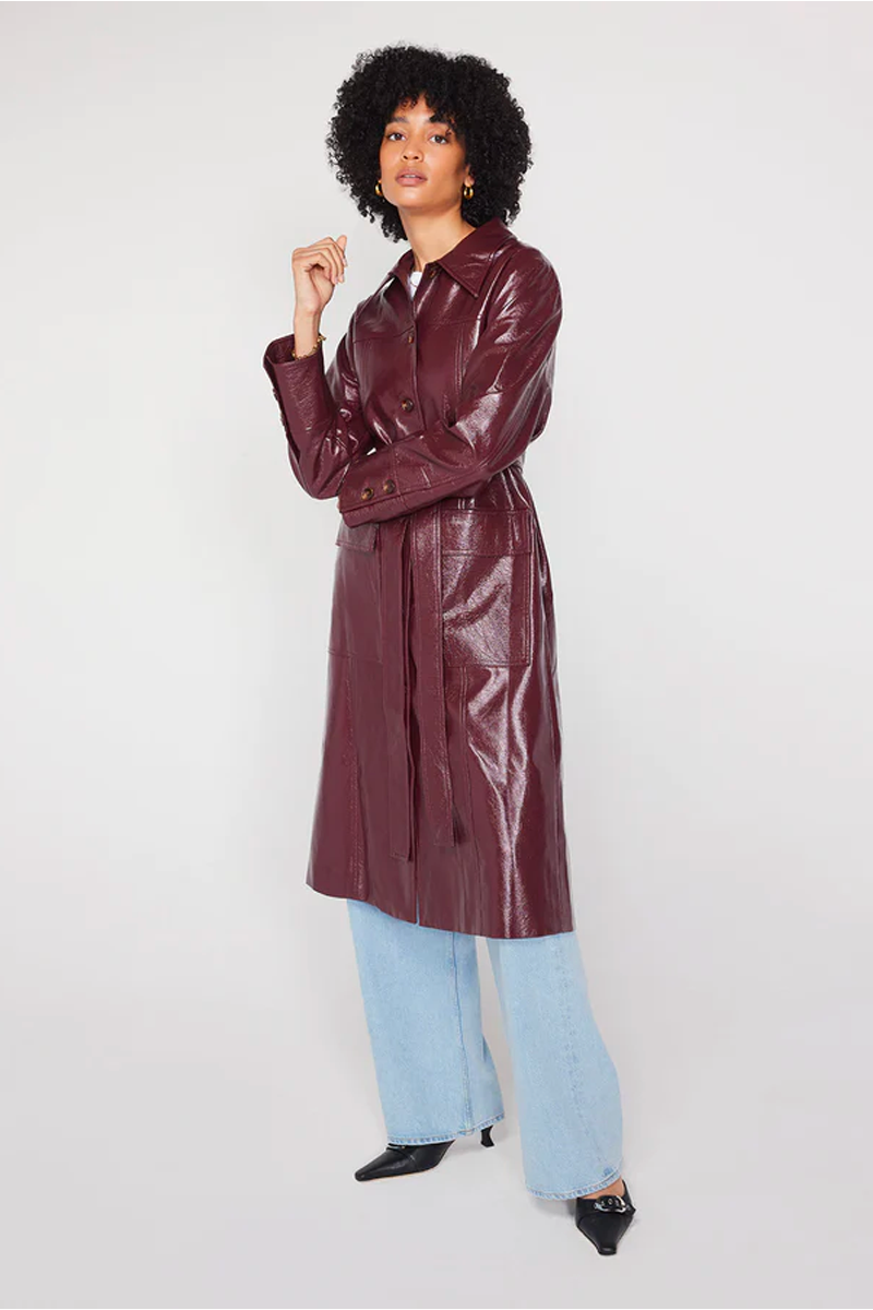 Kitri Dominique Chocolate Vinyl Coat // Chocolate