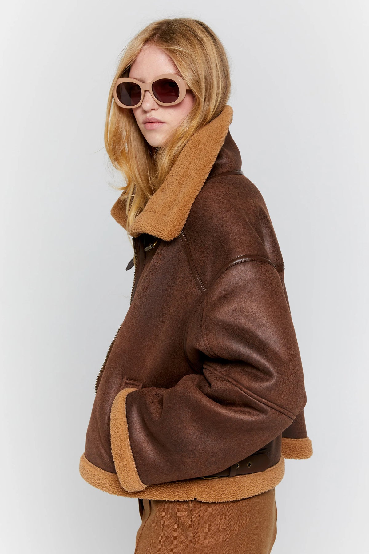 Karen Walker Cropped Aviator Jacket // Brown, Chestnut