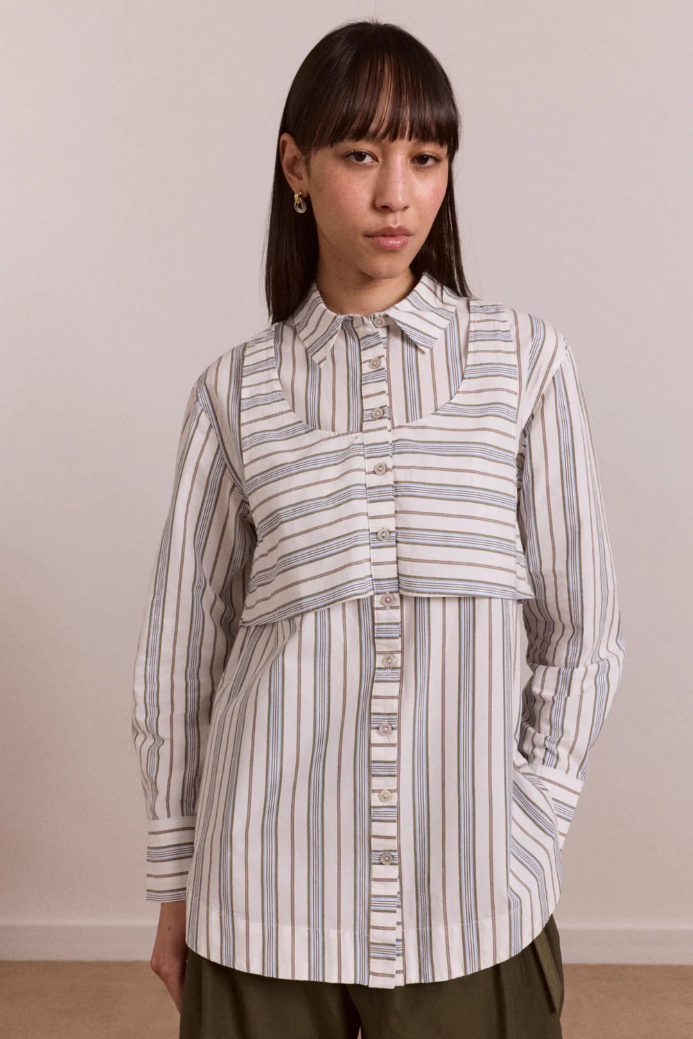 Damson Madder Valeria Double Layer Shirt // Caraway Stripe