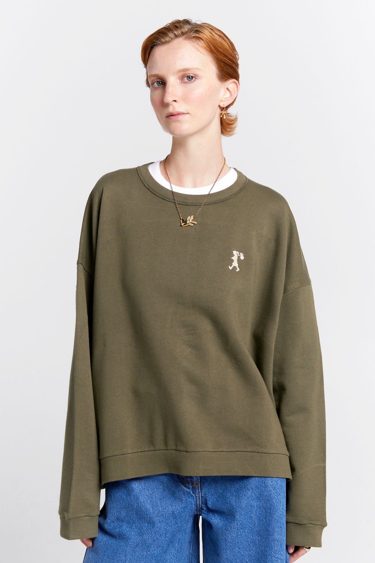 Karen Walker Embroidered Runaway Girl Sweatshirt // Hunter