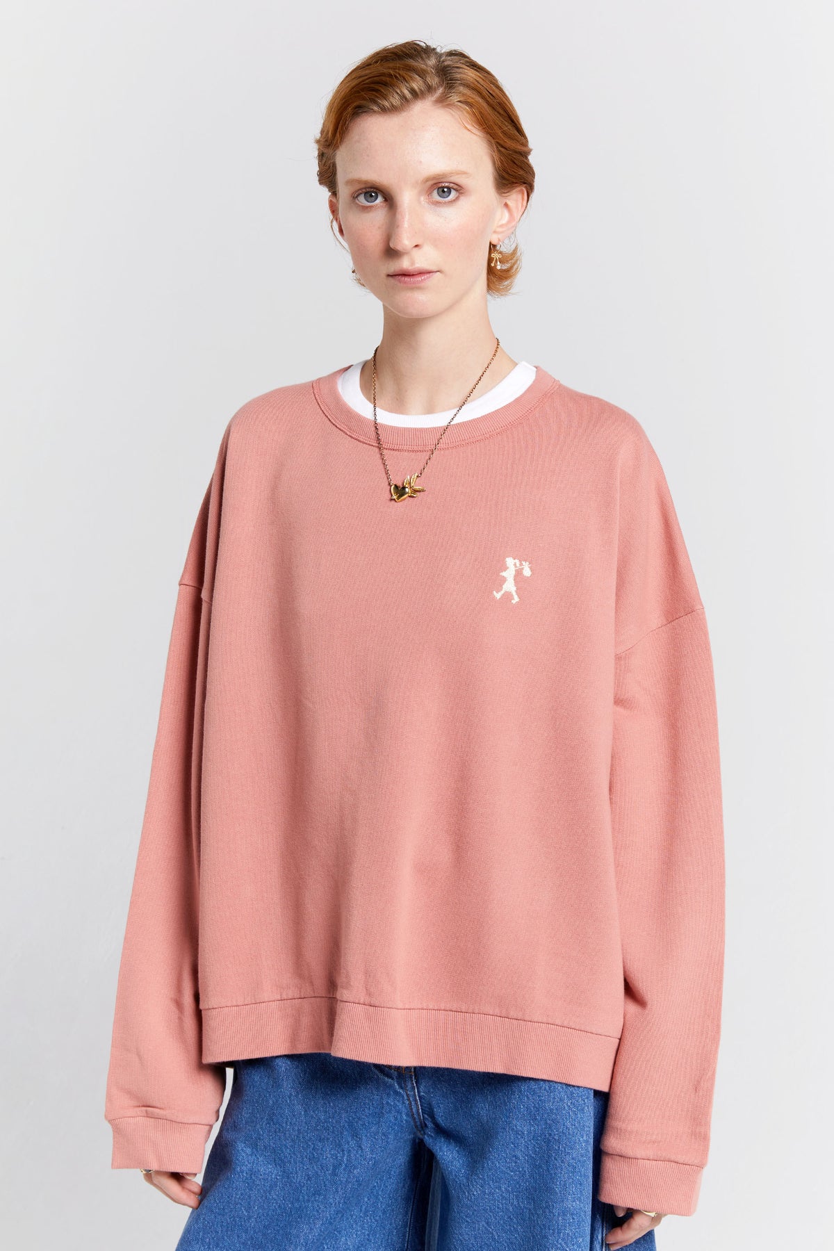 Karen Walker Embroidered Runaway Girl Sweatshirt // Rose