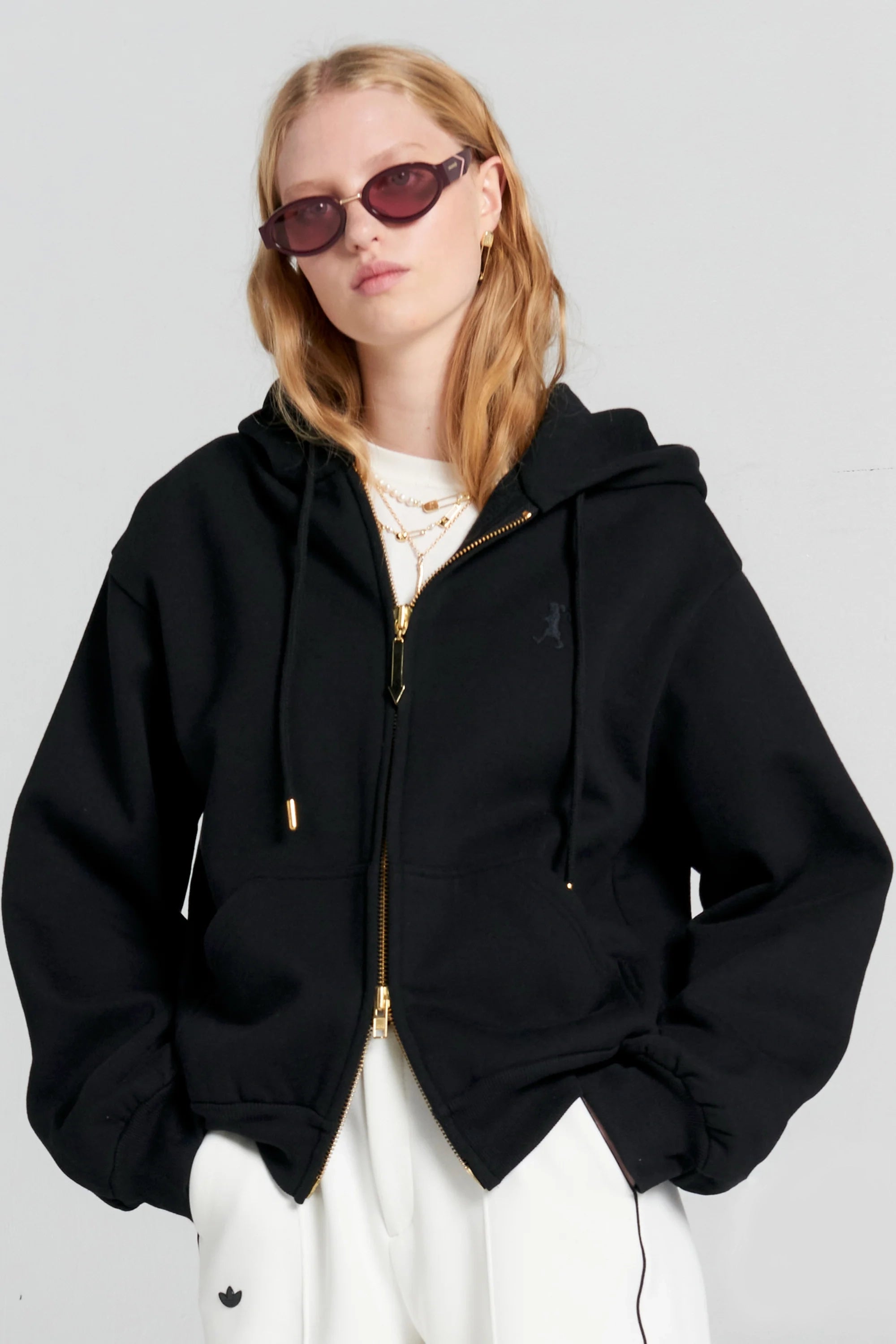 Karen Walker Runaway Girl Cropped Oversized Hoodie // Black
